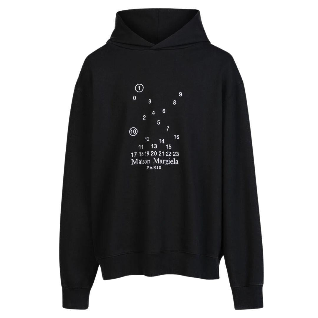 MAISON MARGIELA EMBROIDERED NUMBER LOGO HOODIE BLACK