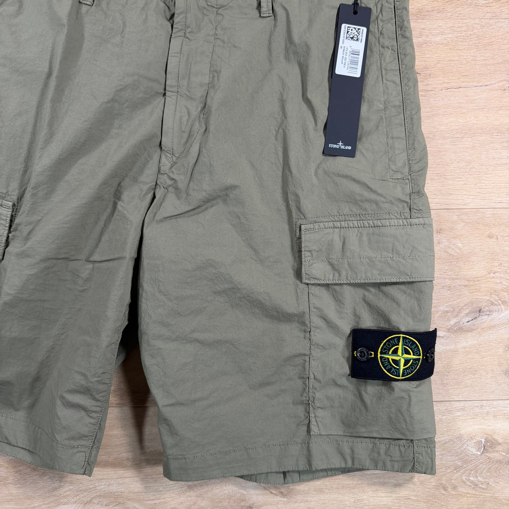 Stone Island Stretch Cotton Tela 'Paracadute' Cargo Bermuda Shorts in Military Green