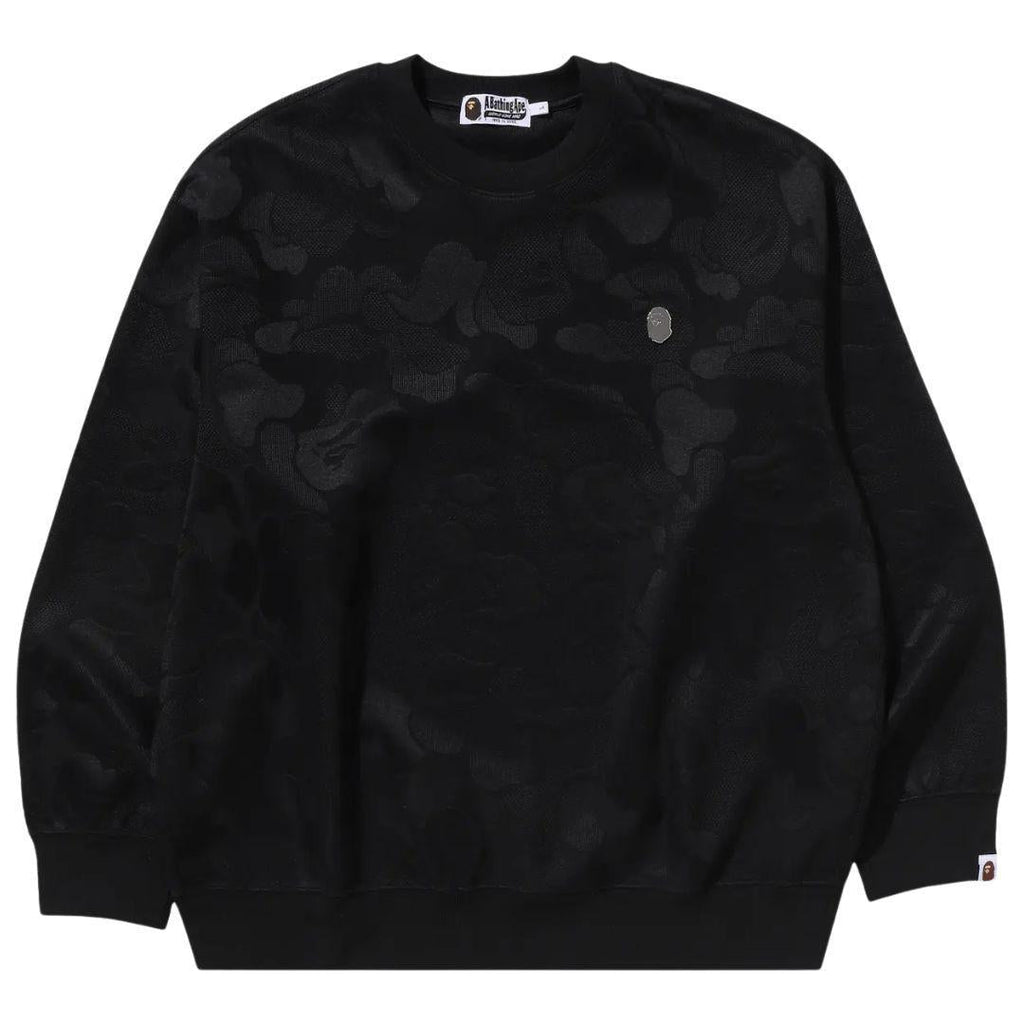 BAPE SOLID CAMO JACQUARD ONE POINT CREWNECK BLACK