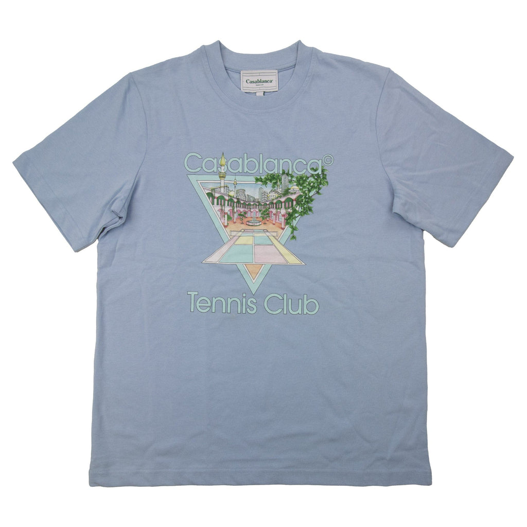 Pre-Loved Tennis club printed T-shirt Light Blue Medium