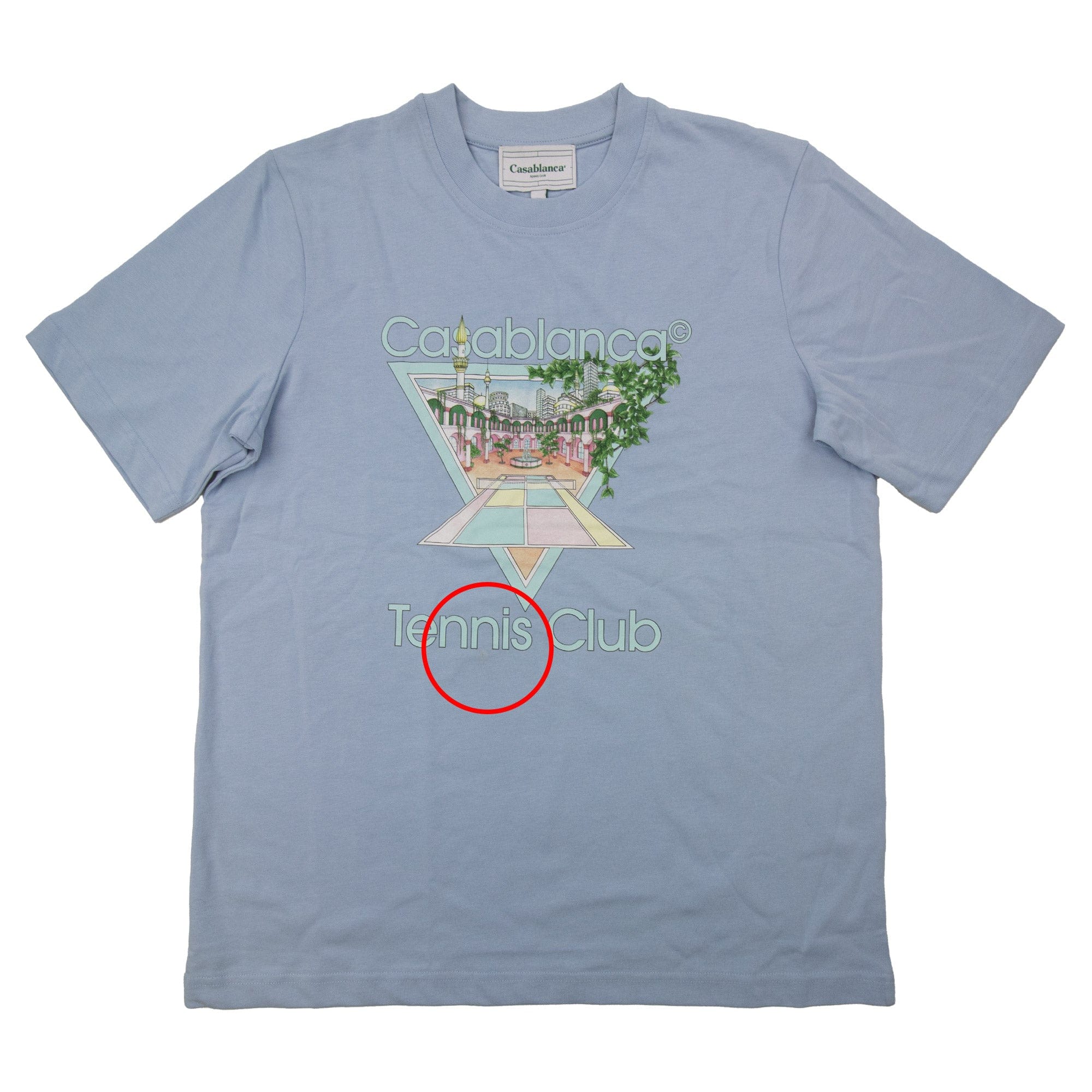 Pre-Loved Tennis club printed T-shirt Light Blue Medium