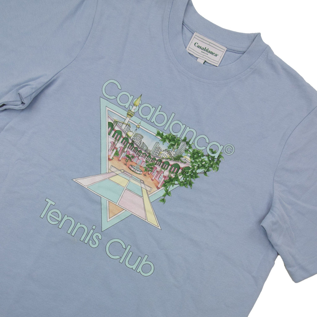 Pre-Loved Tennis club printed T-shirt Light Blue Medium