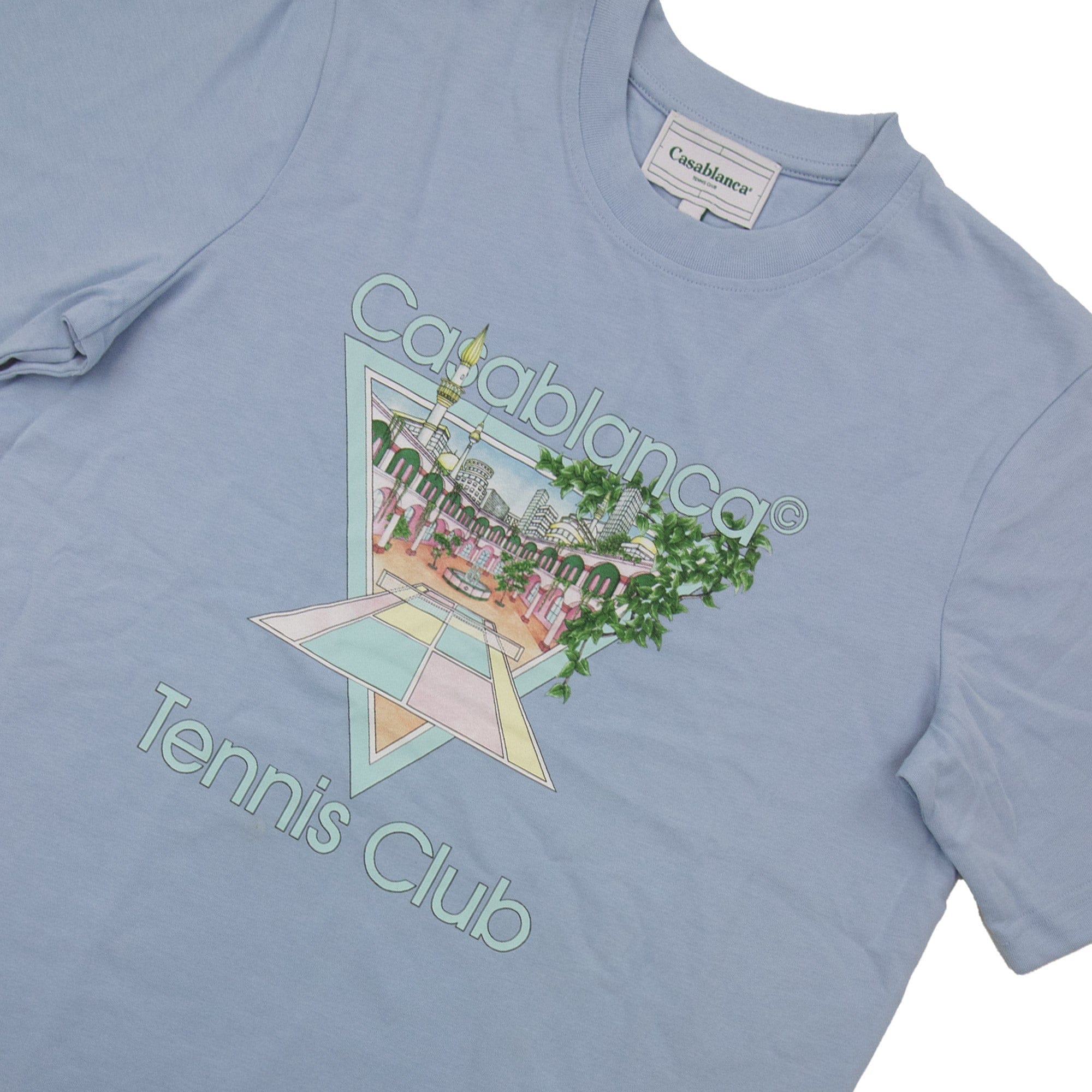 Pre-Loved Tennis club printed T-shirt Light Blue Medium