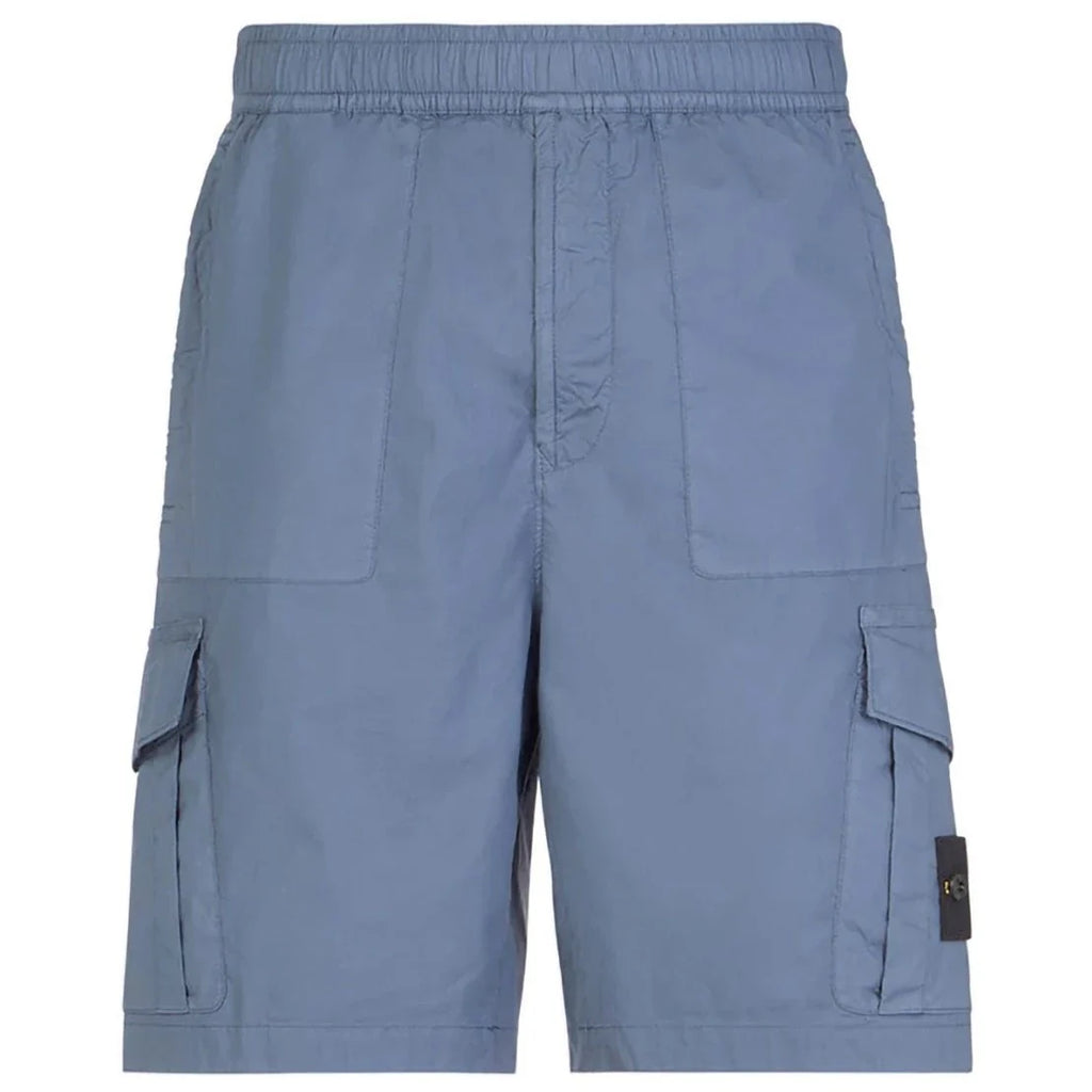 Stone Island Blue Cotton Stretch Cargo Shorts