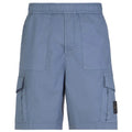 Stone Island Blue Cotton Stretch Cargo Shorts