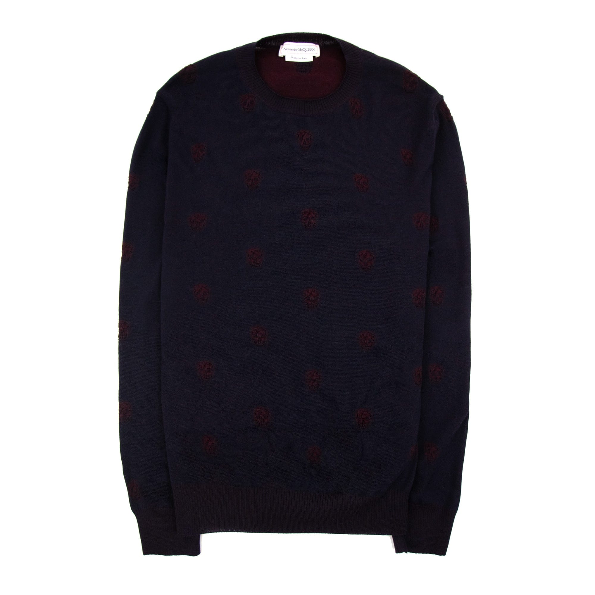 Alexander McQueen Skull Patterned Wool Jumper Maroon