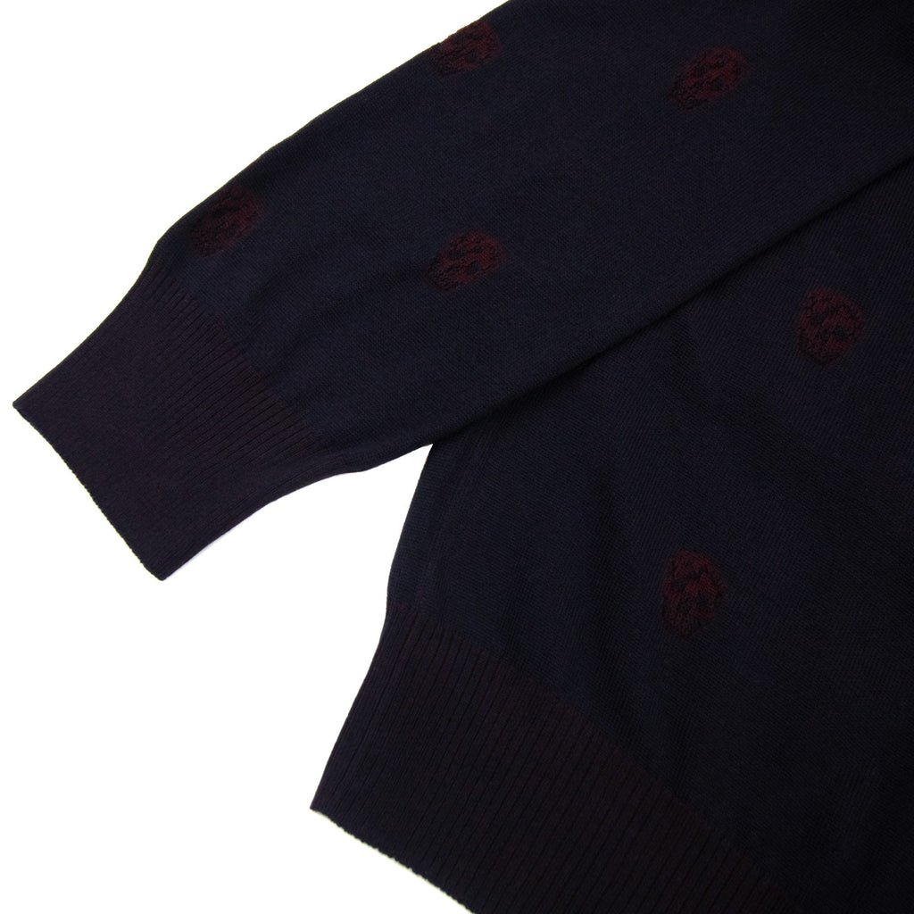 Alexander McQueen Skull Patterned Wool Jumper Maroon