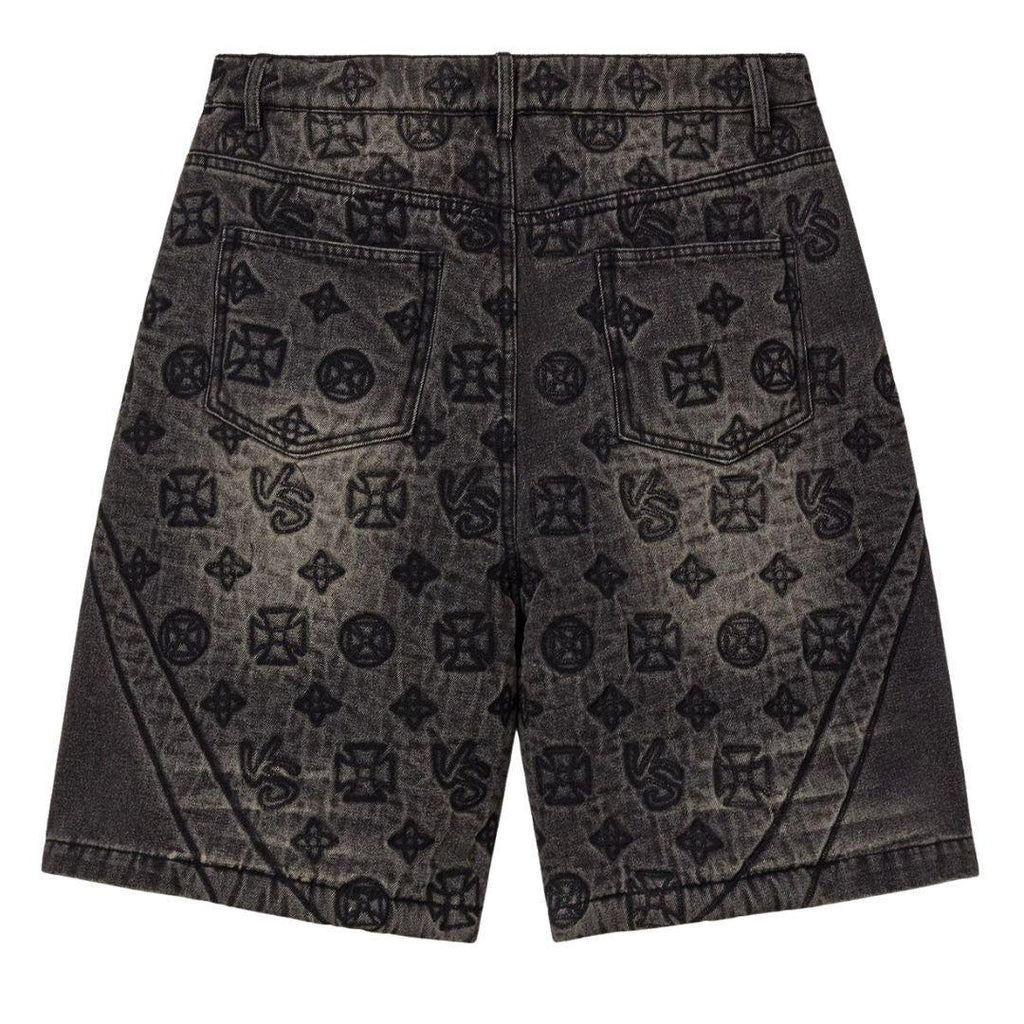 VALE FOREVER SPADE DENIM SHORTS BLACK