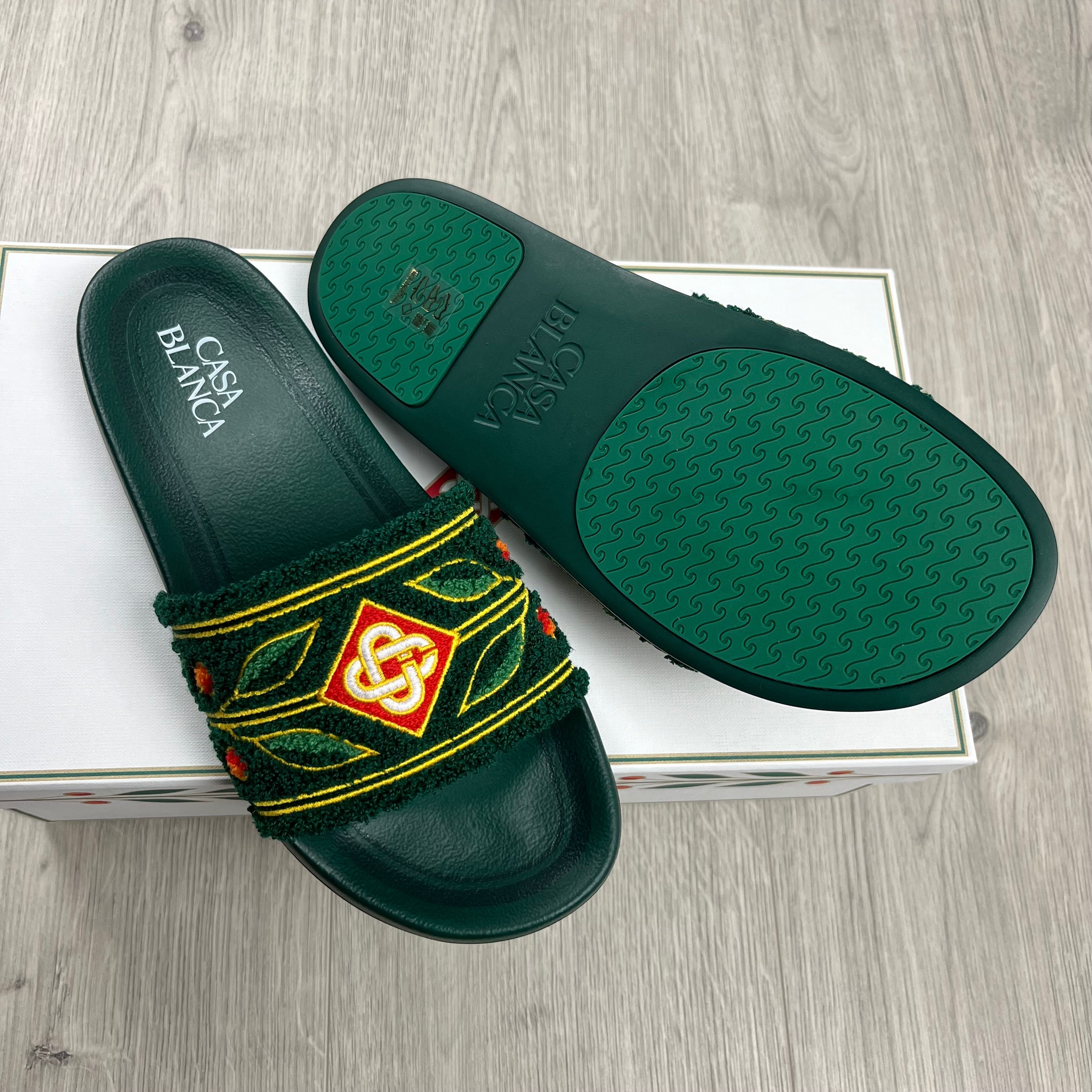 Casablanca Laurel Terry Slides - Green