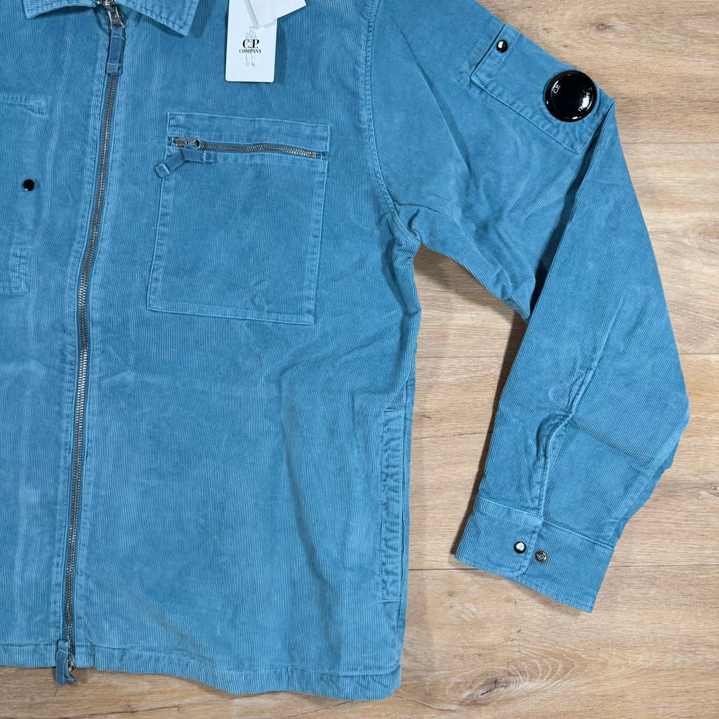 C.P. Company Corduroy Lens Overshirt in Aegean Blue