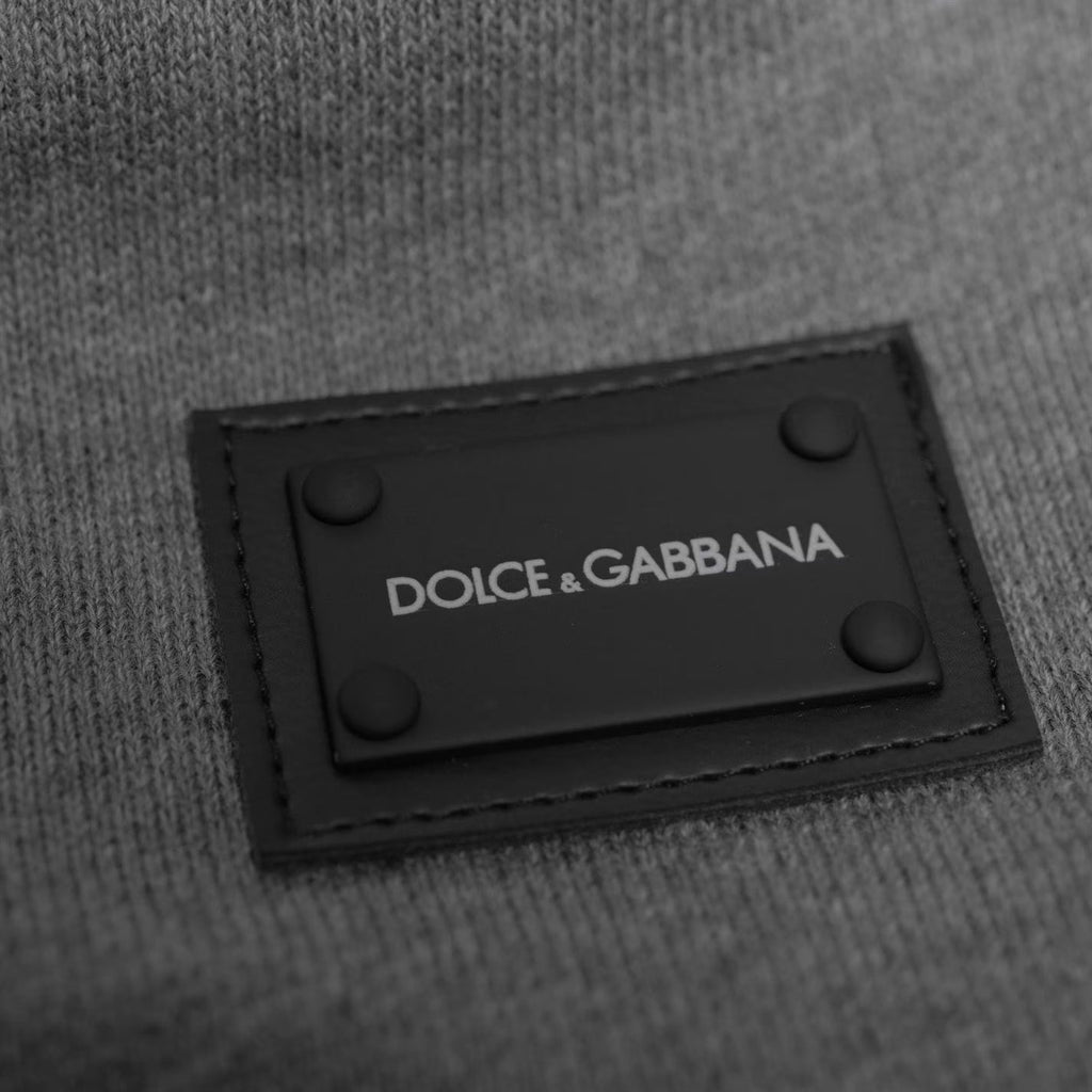Dolce and Gabbana Grey Plaque Zip Hoodie