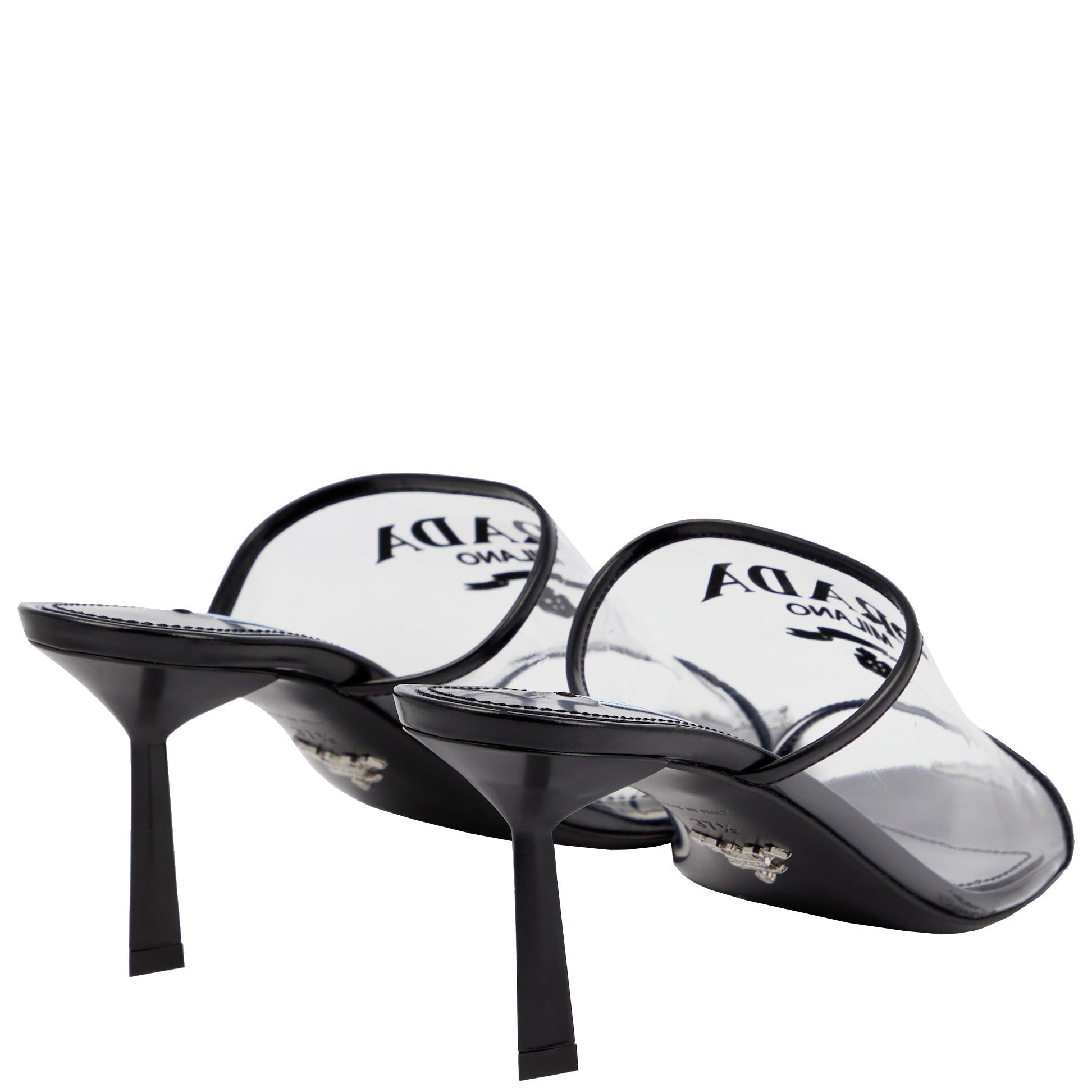 Womens Prada Logo PVC Heels