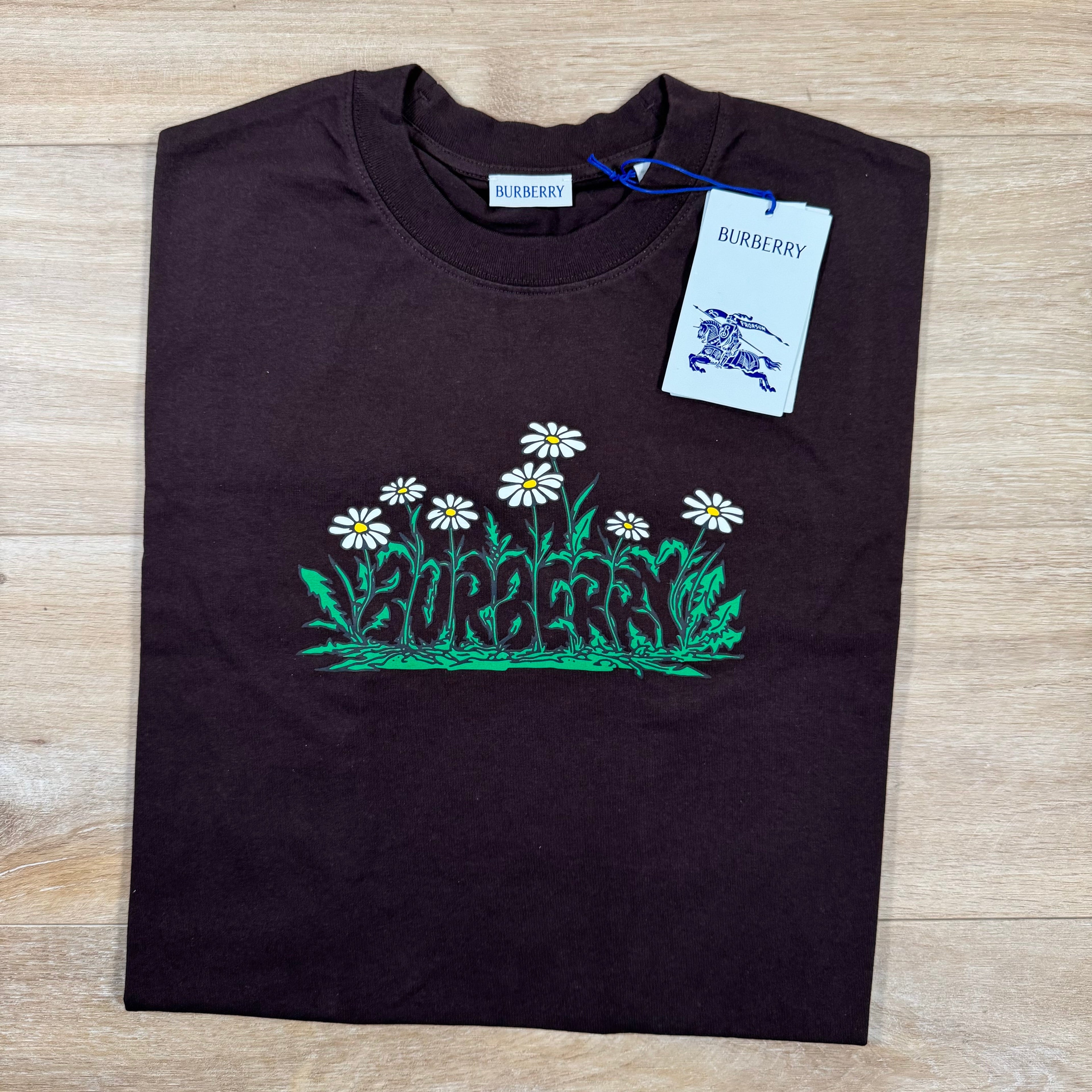 Burberry Daisy Logo Cotton T-Shirt in Peat