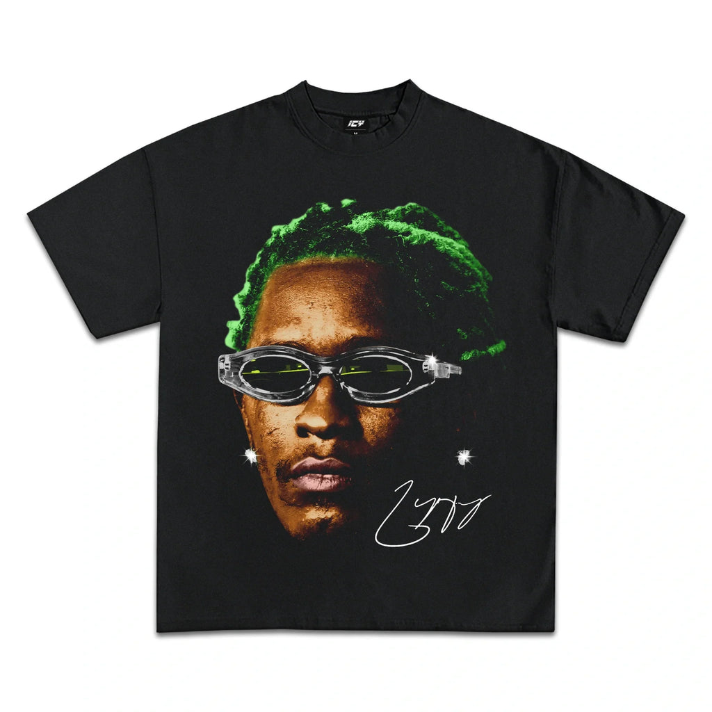 YOUNG THUG GREEN GRAPHIC T-SHIRT BLACK