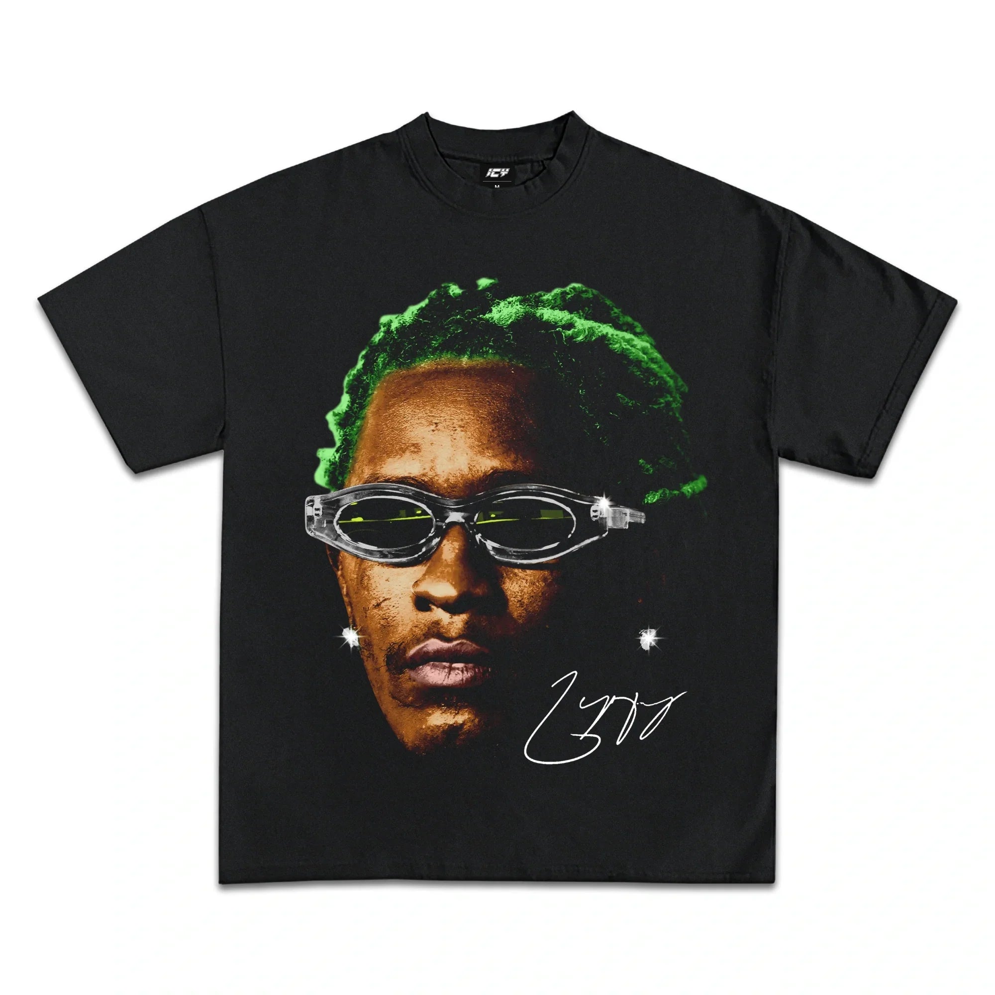YOUNG THUG GREEN GRAPHIC T-SHIRT BLACK