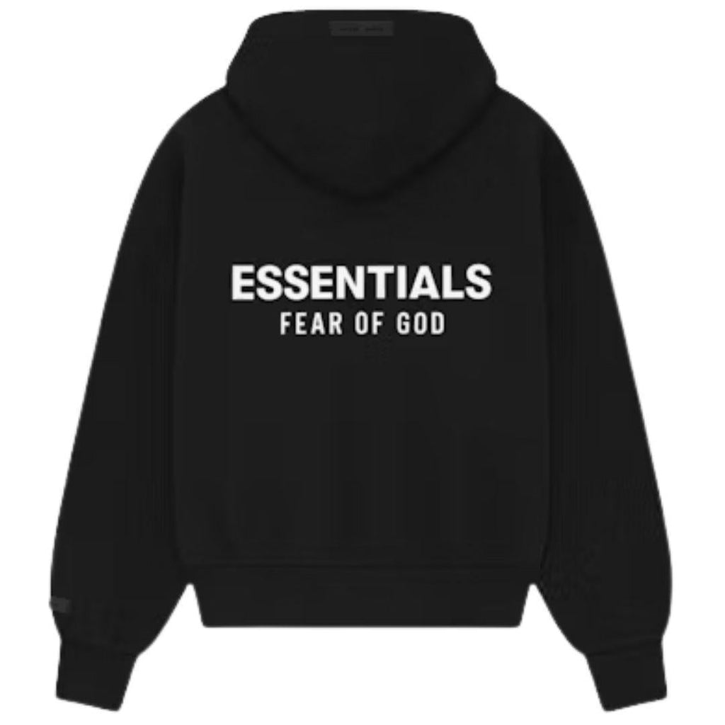 ESSENTIALS FOG CLASSIC FIT ZIP UP HOODIE JET BLACK SS25