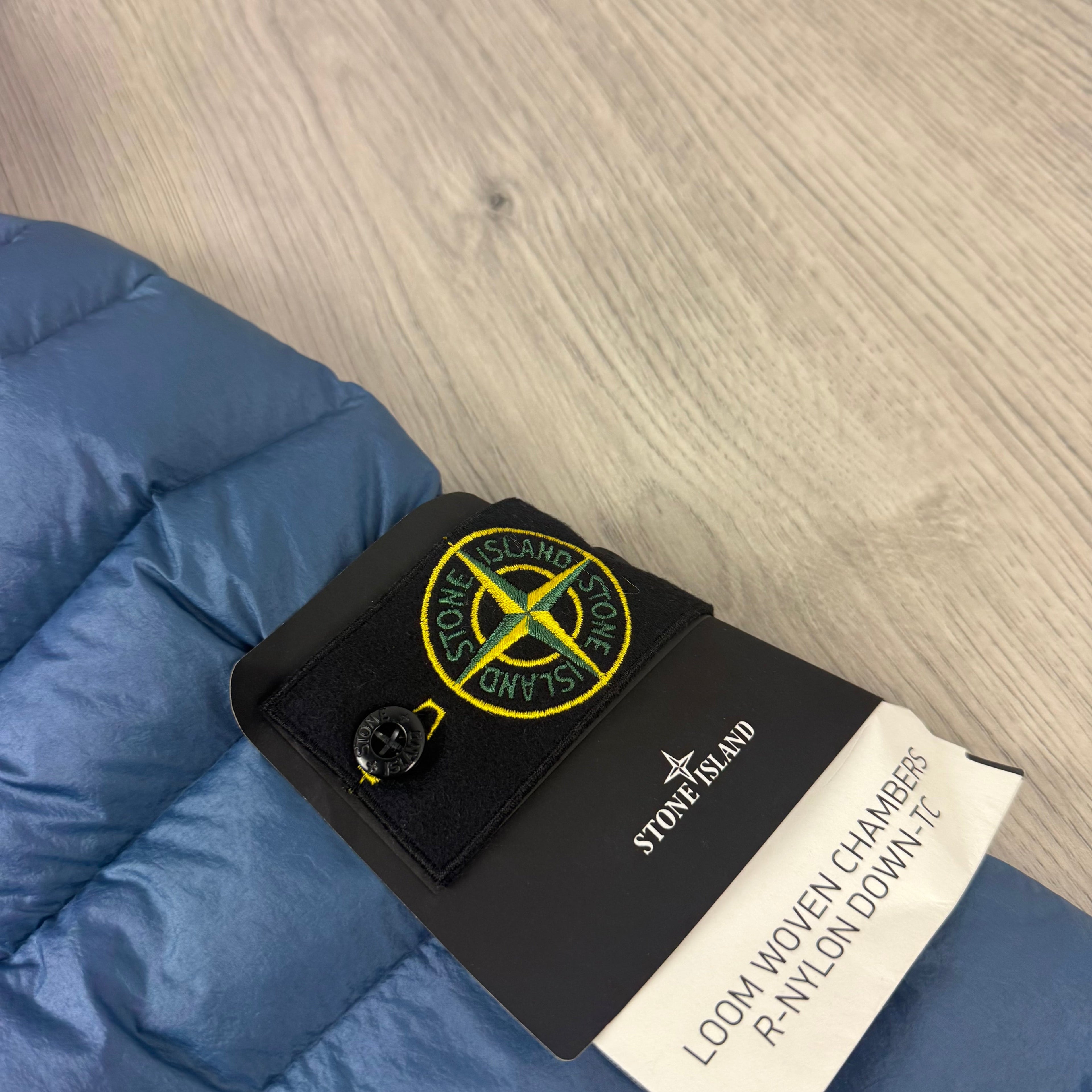 Stone Island Woven Down Jacket - Avio Blue