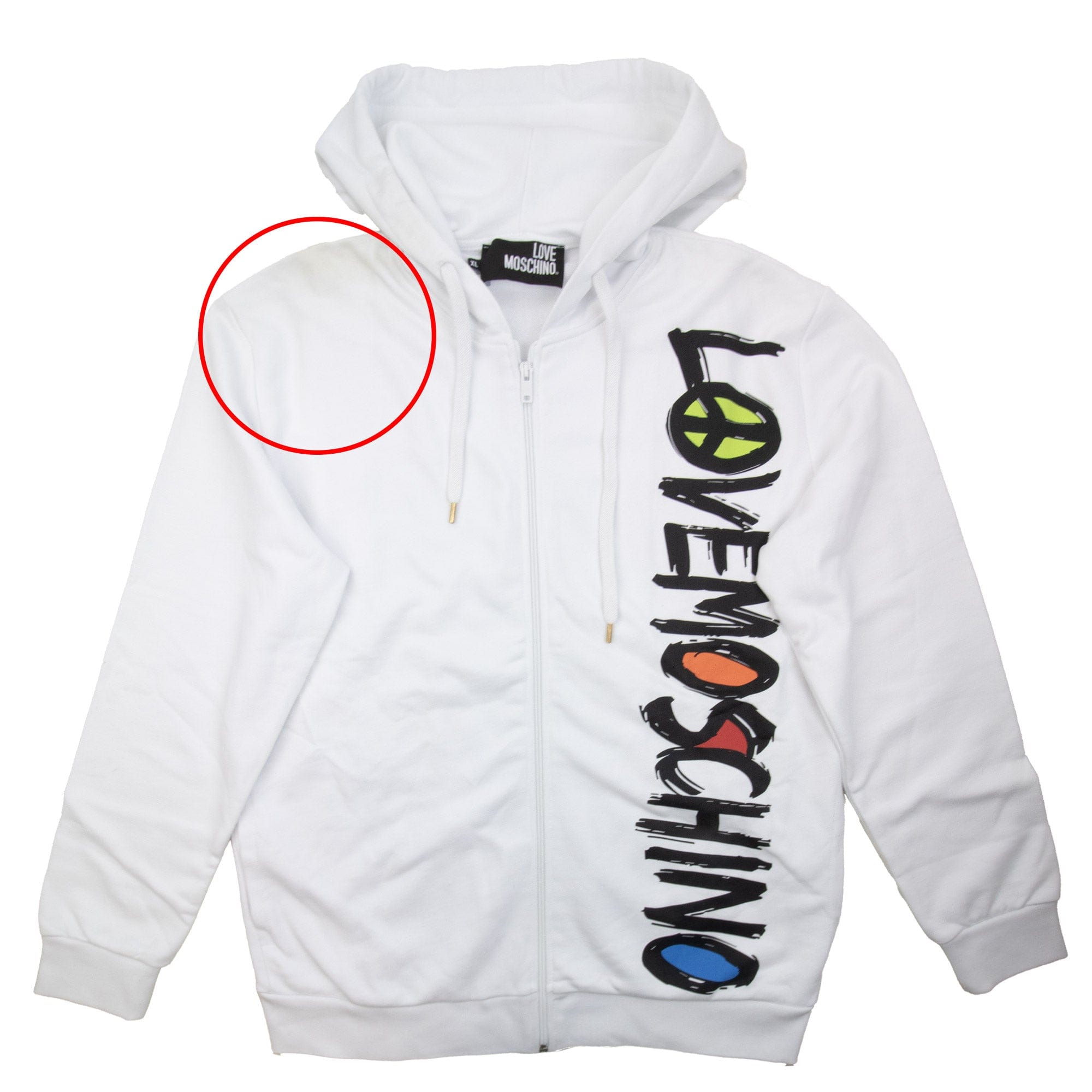 Pre-Loved Side Sign Hooded Sweatshirt White  XL