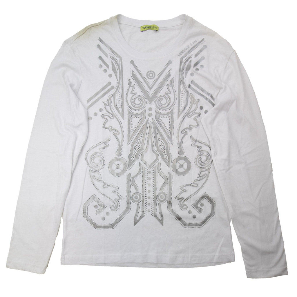 Pre-Loved Foil Print Long Sleeve T-shirt White Large
