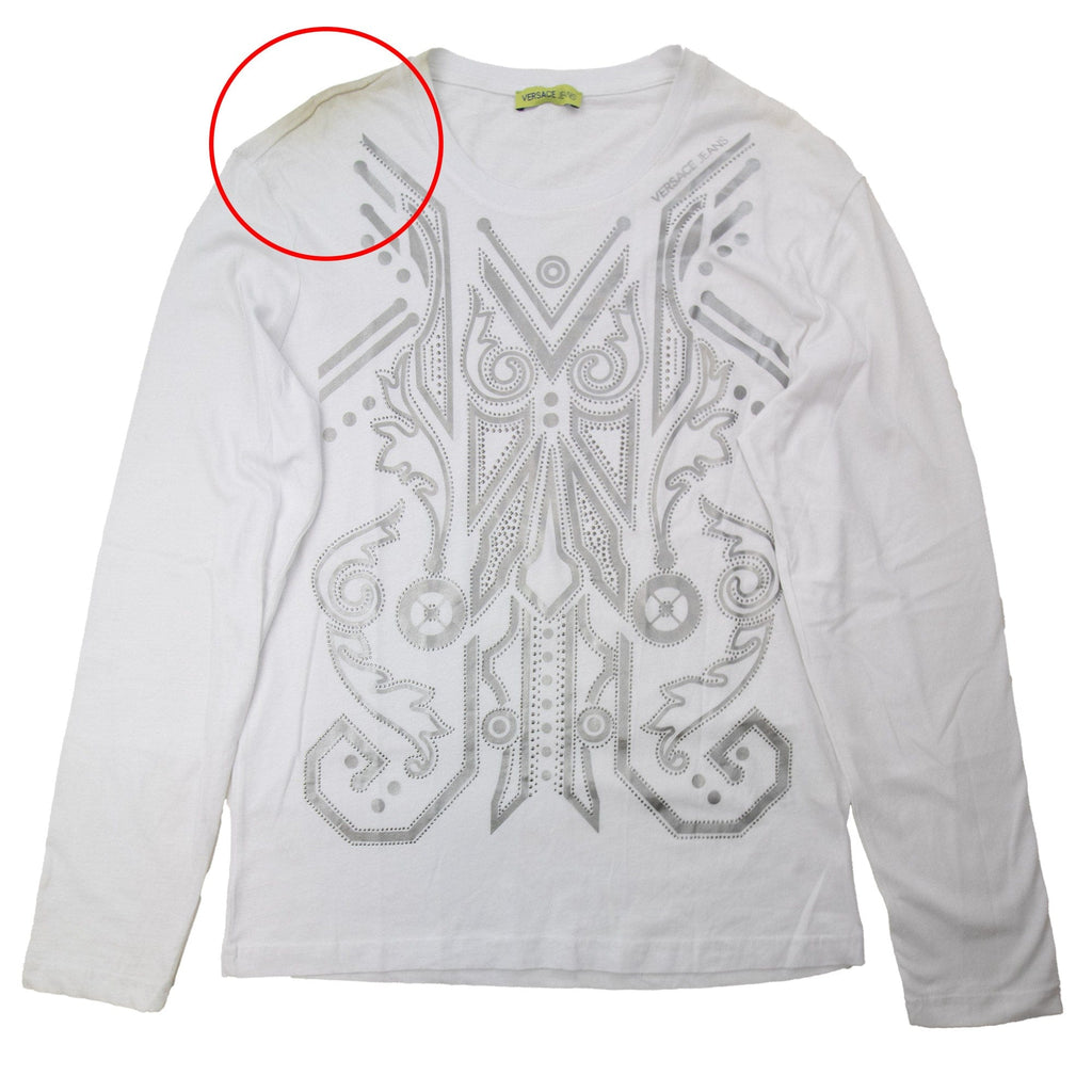 Pre-Loved Foil Print Long Sleeve T-shirt White Large
