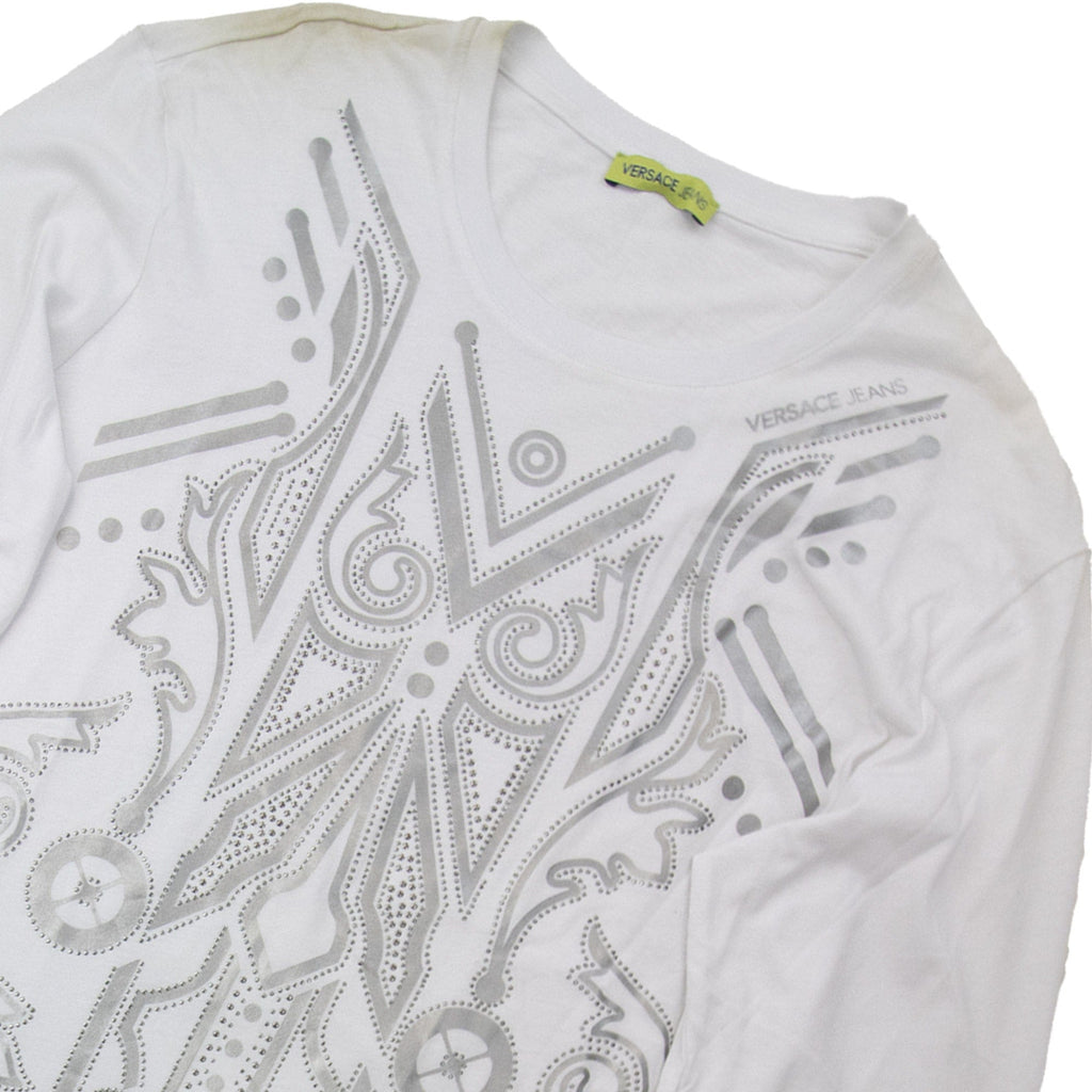 Pre-Loved Foil Print Long Sleeve T-shirt White Large