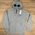 C.P. Company Diagonal Raised Zipped Goggle Hoodie in Grey