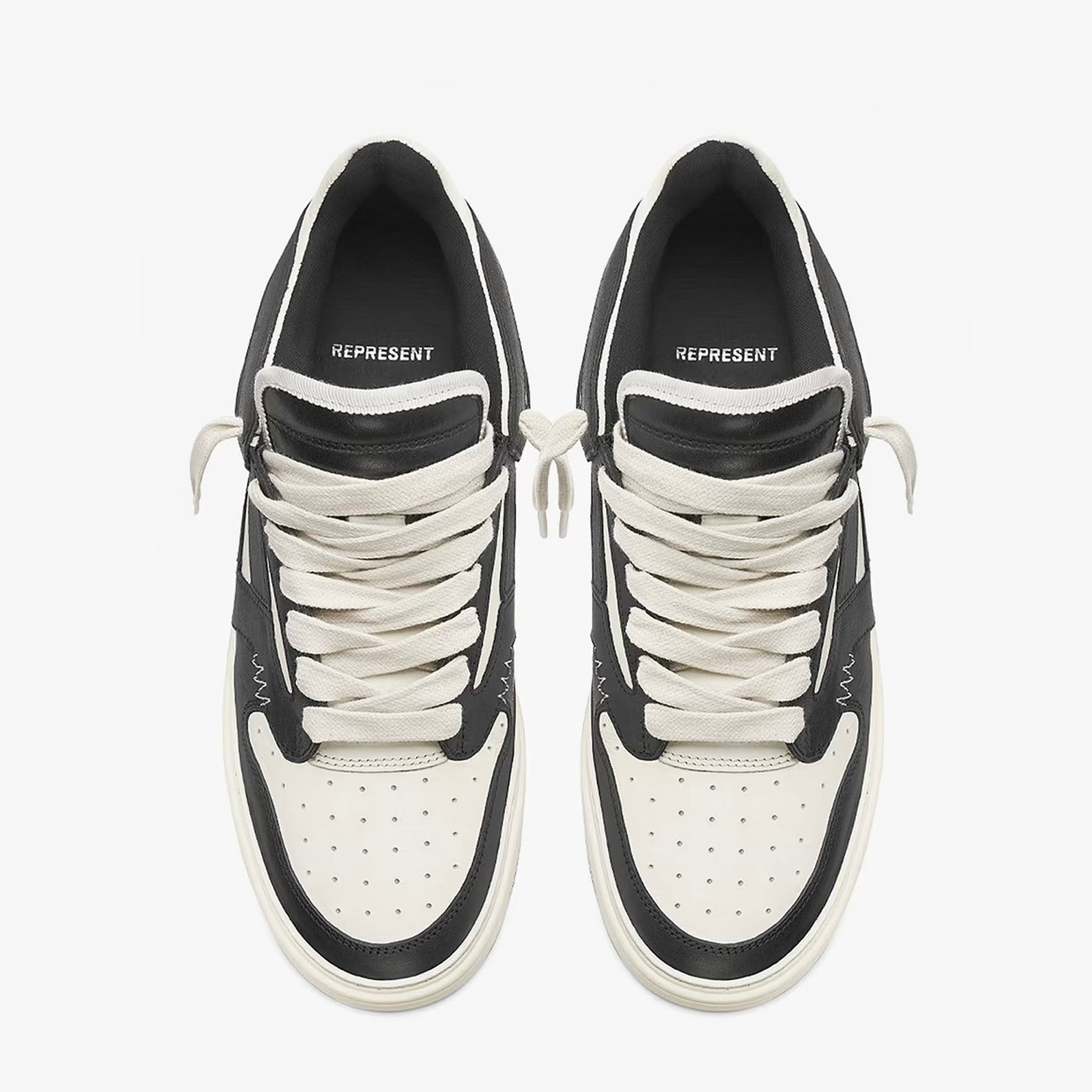 Represent Reptor Low Sneaker in Black / Vintage White
