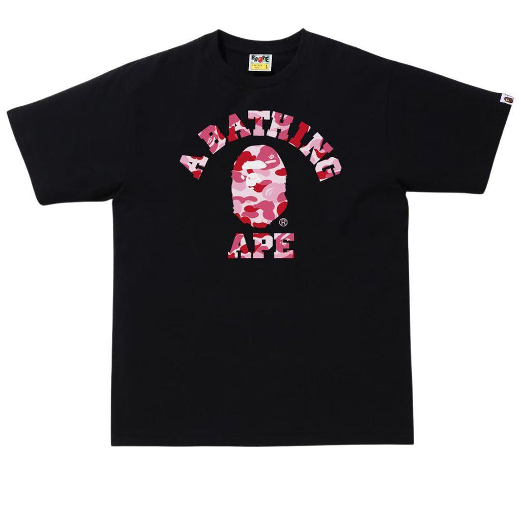 BAPE ABC CAMO COLLEGE T-SHIRT BLACK/PINK