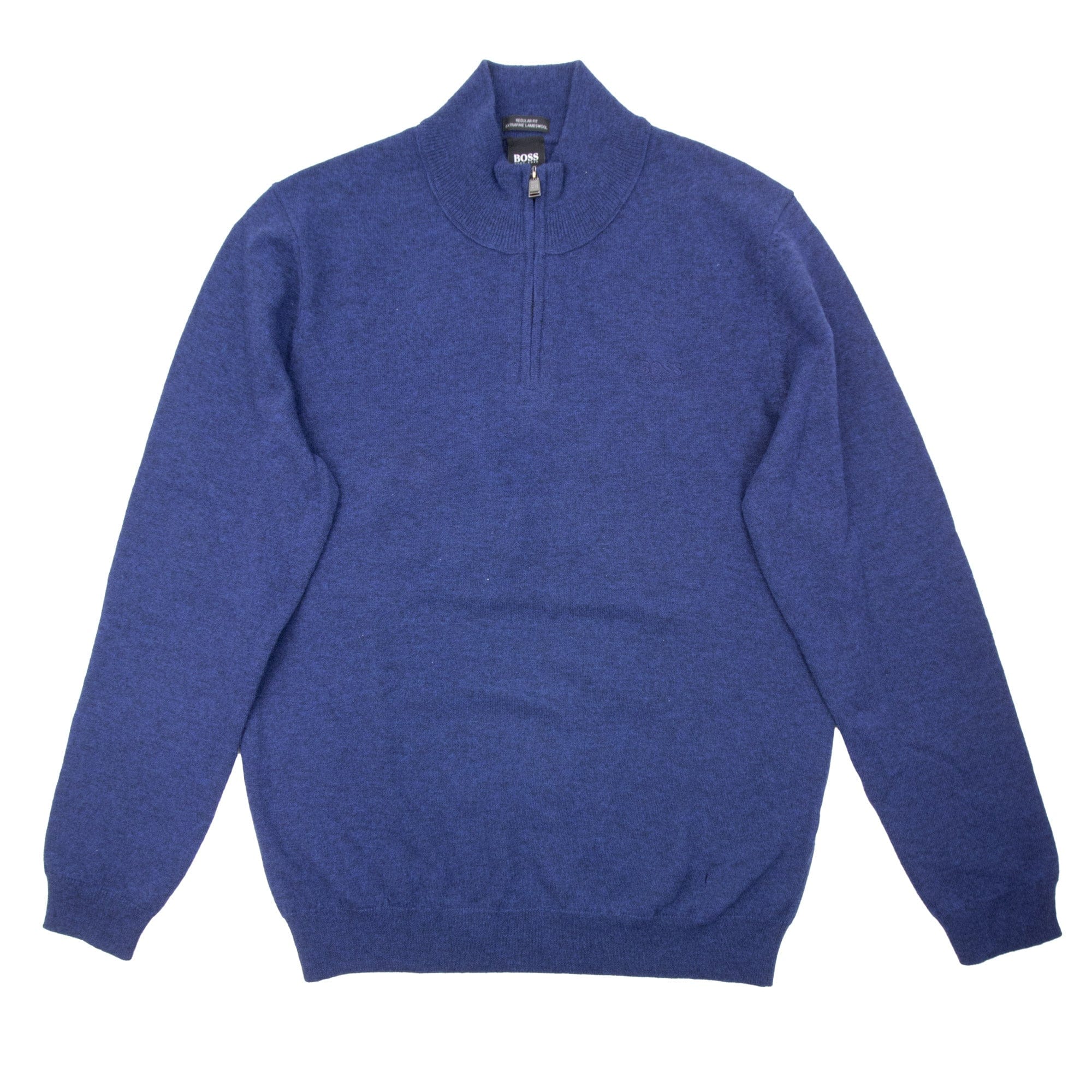Pre-Loved Barlo Quarter Zip Lambswool Jumper Blue Large