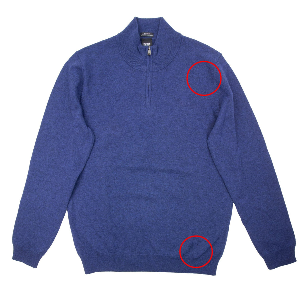 Pre-Loved Barlo Quarter Zip Lambswool Jumper Blue Large