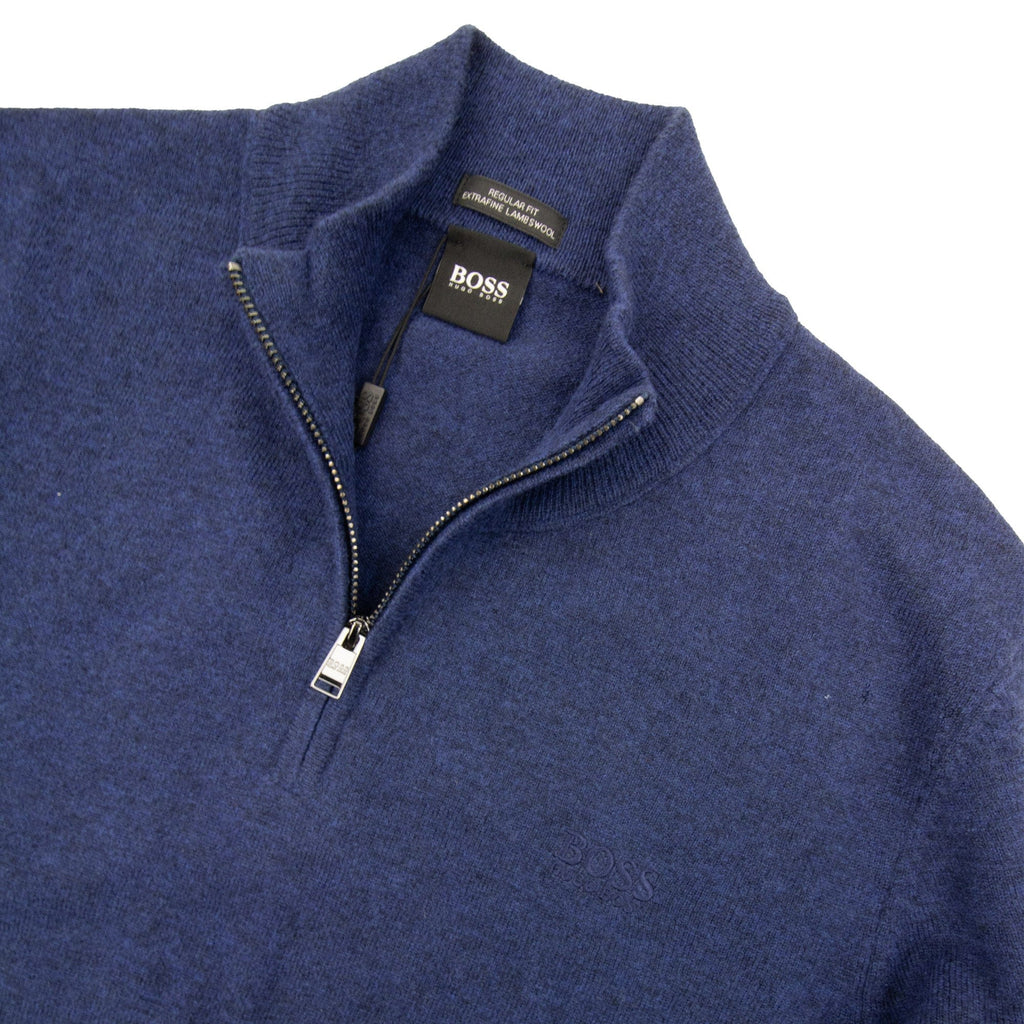 Pre-Loved Barlo Quarter Zip Lambswool Jumper Blue Large