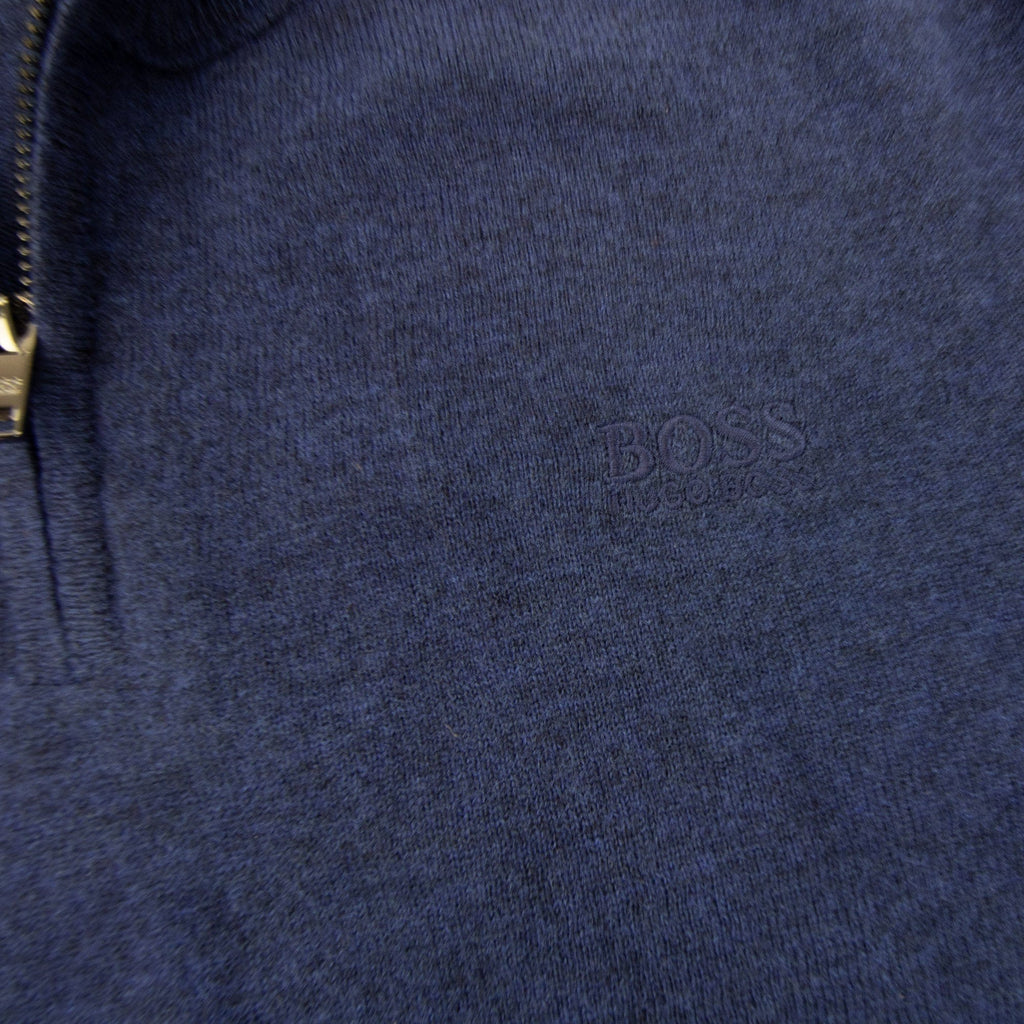 Pre-Loved Barlo Quarter Zip Lambswool Jumper Blue Large