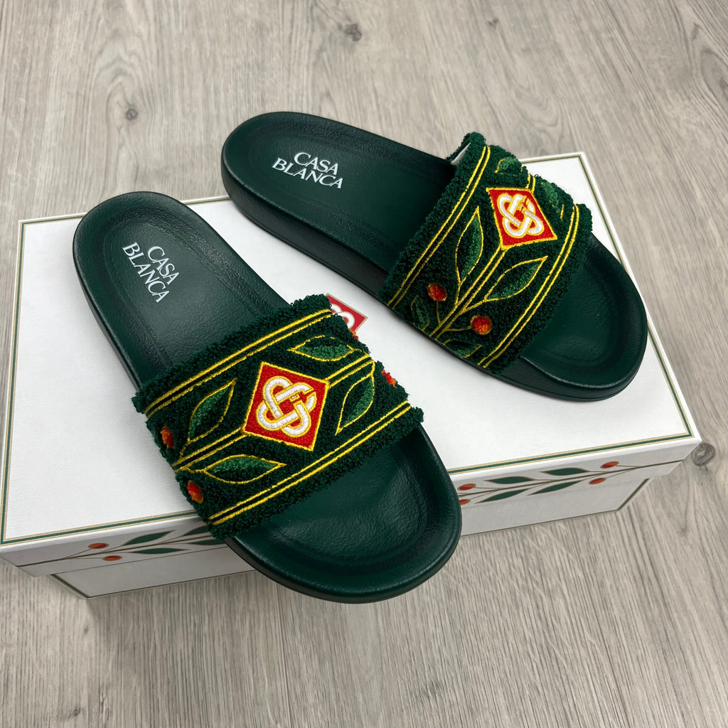 Casablanca Laurel Terry Slides - Green