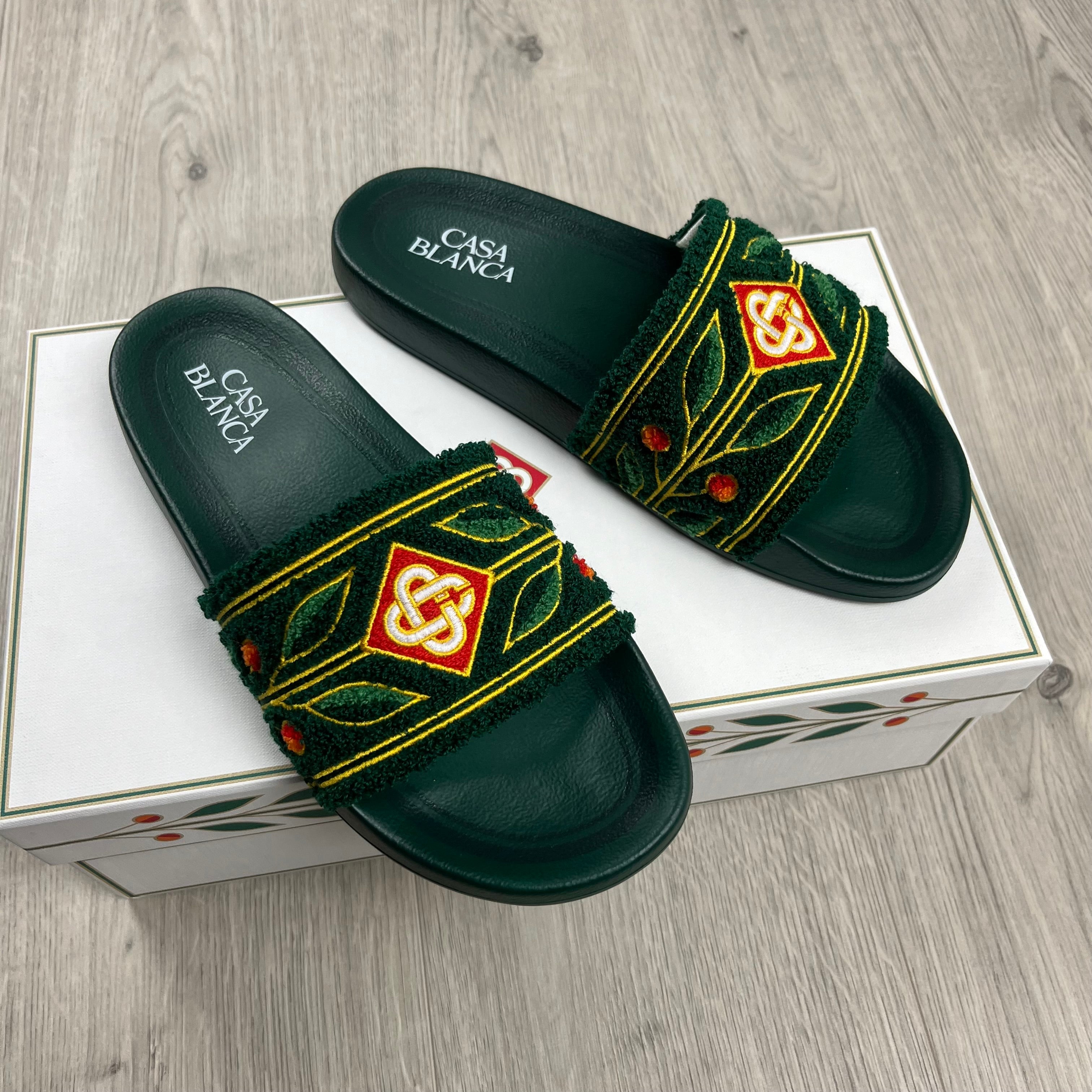 Casablanca Laurel Terry Slides - Green