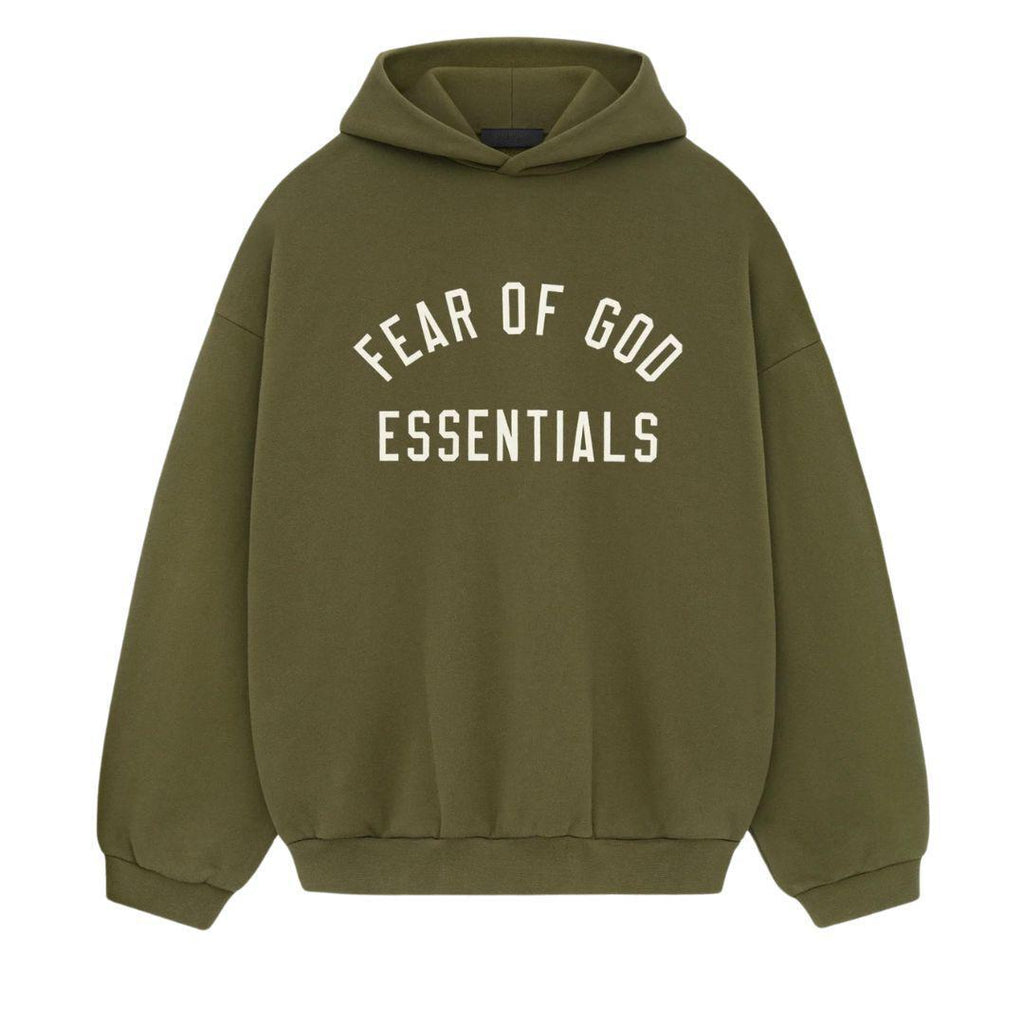 ESSENTIALS FOG PRINTED ARCH LOGO HOODIE MILITARY