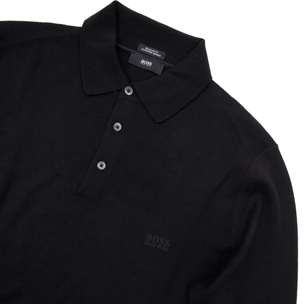 Pre-Loved Long Sleeve Polo Sweater Black Medium