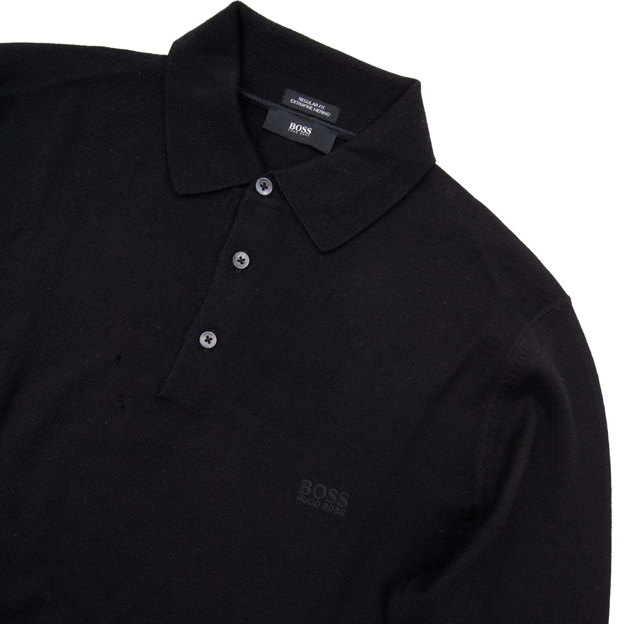 Pre-Loved Long Sleeve Polo Sweater Black Medium