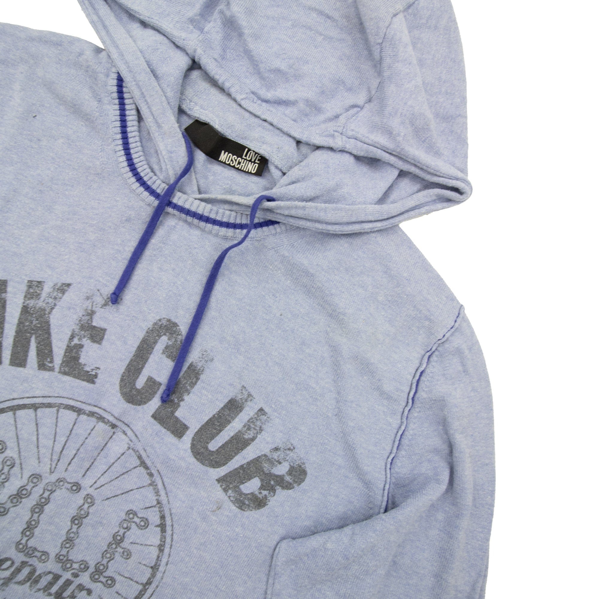Pre-Loved Speedy Bike Club Print Hooded Sweatshirt Blue Large