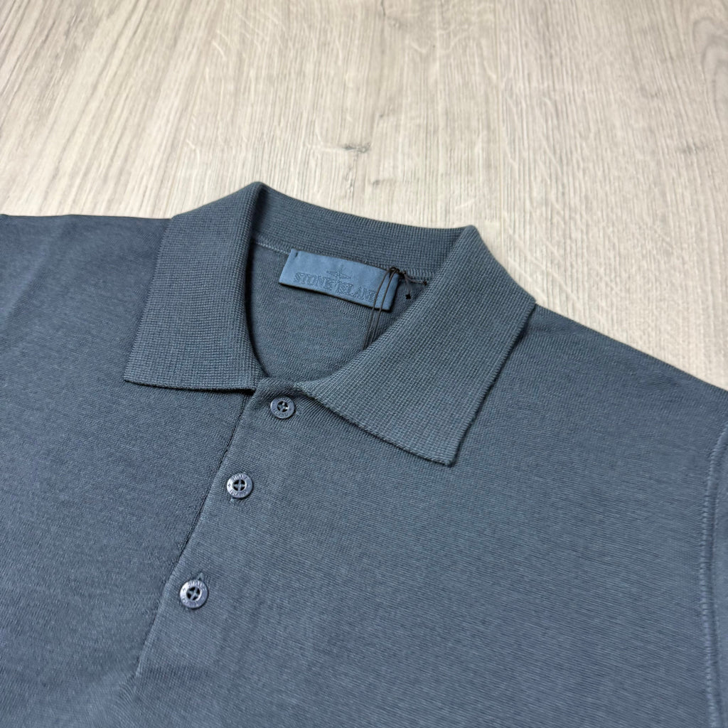Stone Island Ghost Knit Polo Shirt - Slate Blue