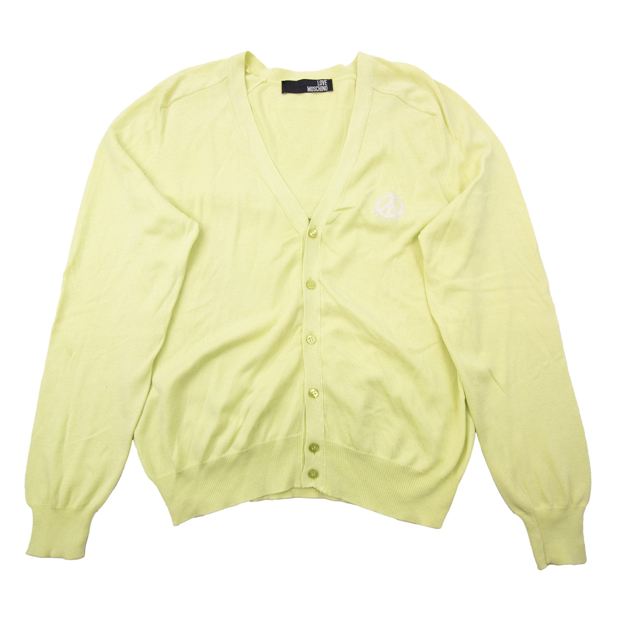 Long Sleeve V neckline Cardigan Yellow Medium