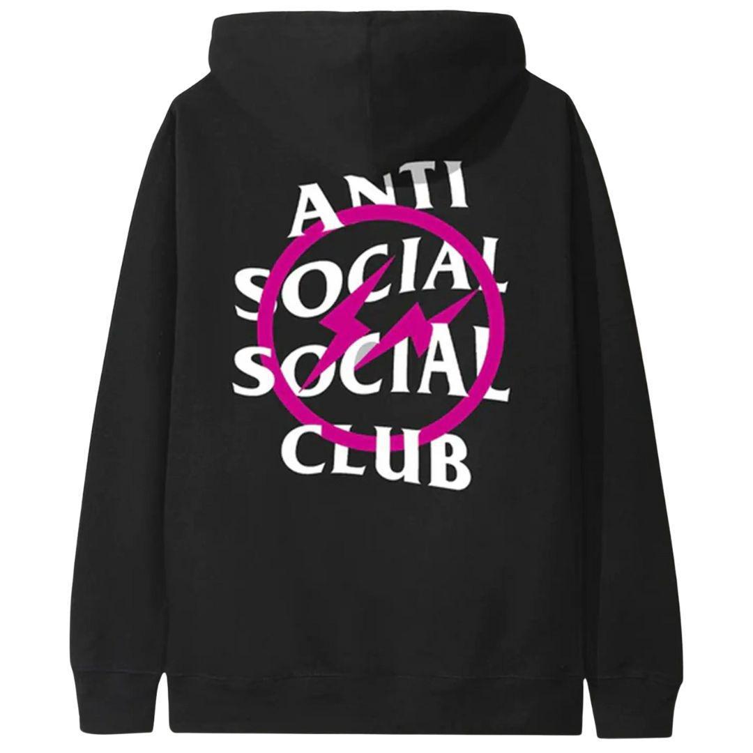 ANTI SOCIAL SOCIAL CLUB X FRAGMENT PINK BOLT HOODIE BLACK