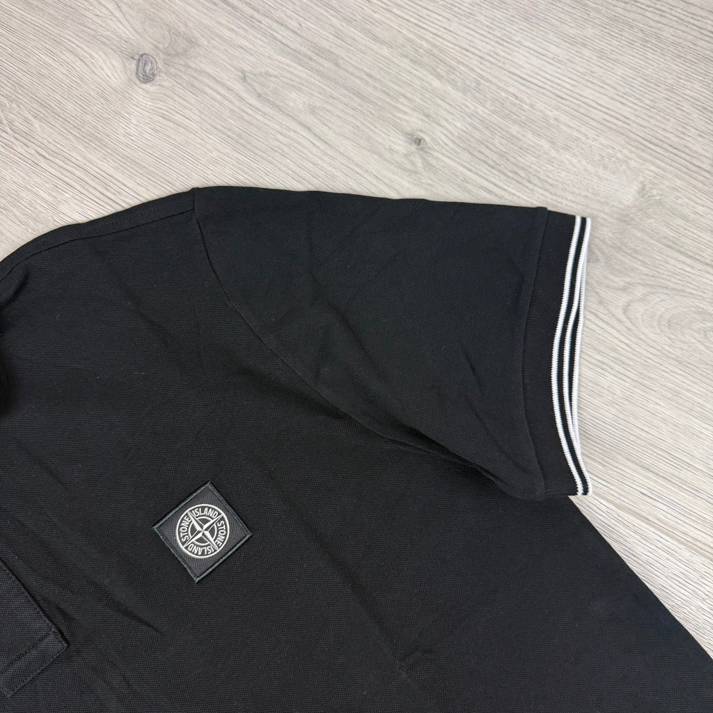 Stone Island Patch Polo Shirt - Black
