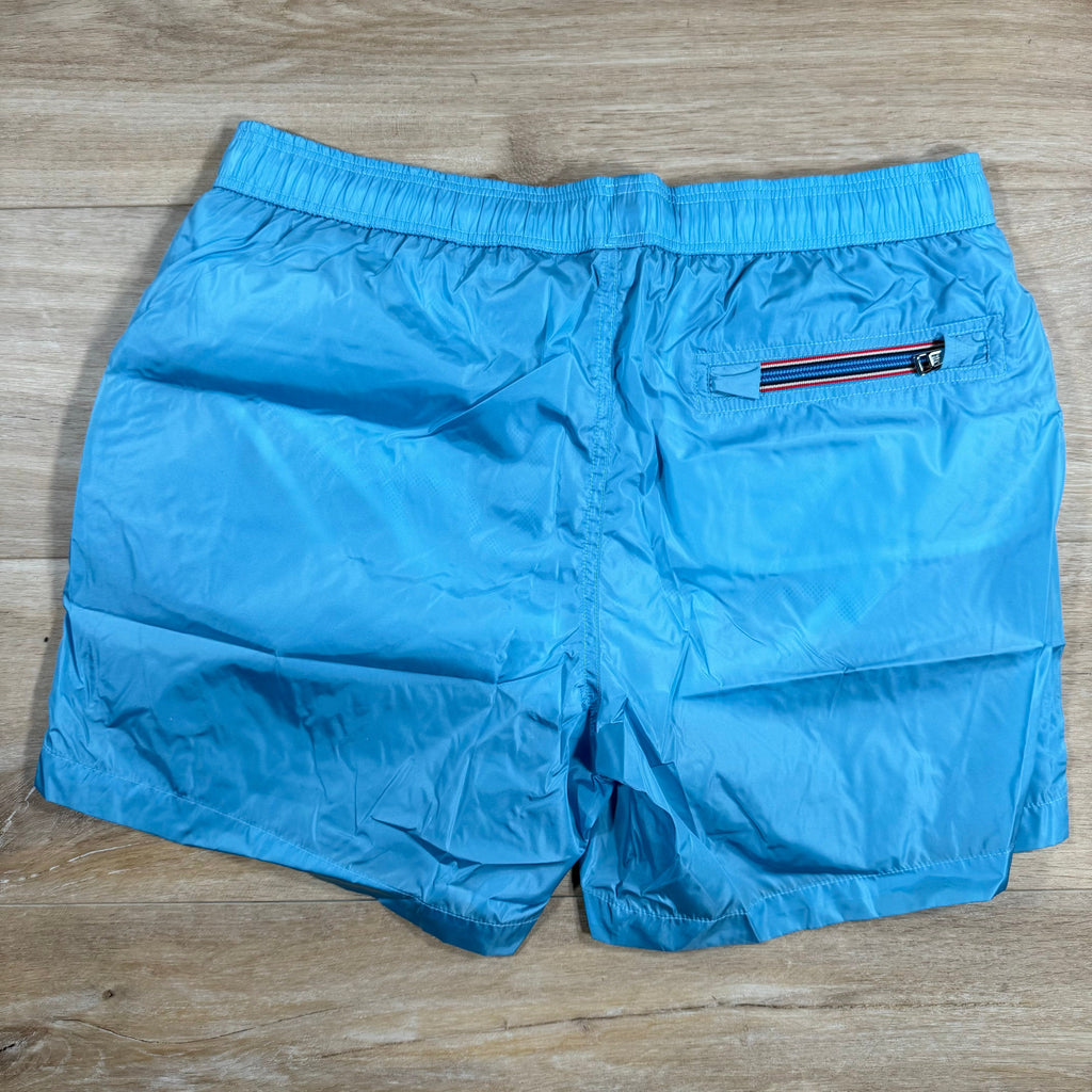 Moncler Logo Patch Swim Shorts in Sky Blue