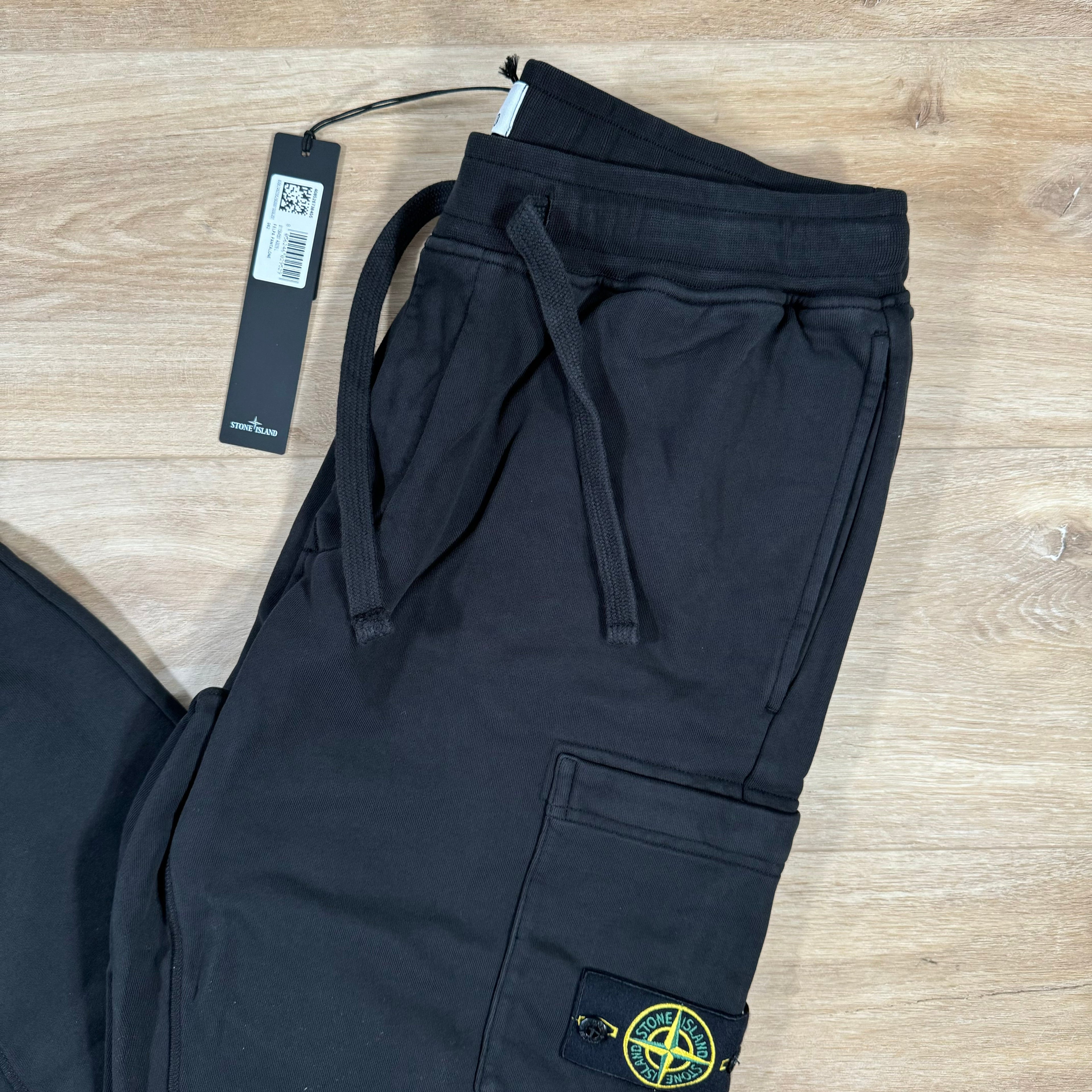 Stone Island Slim Fit Fleece Sweatpants in Black