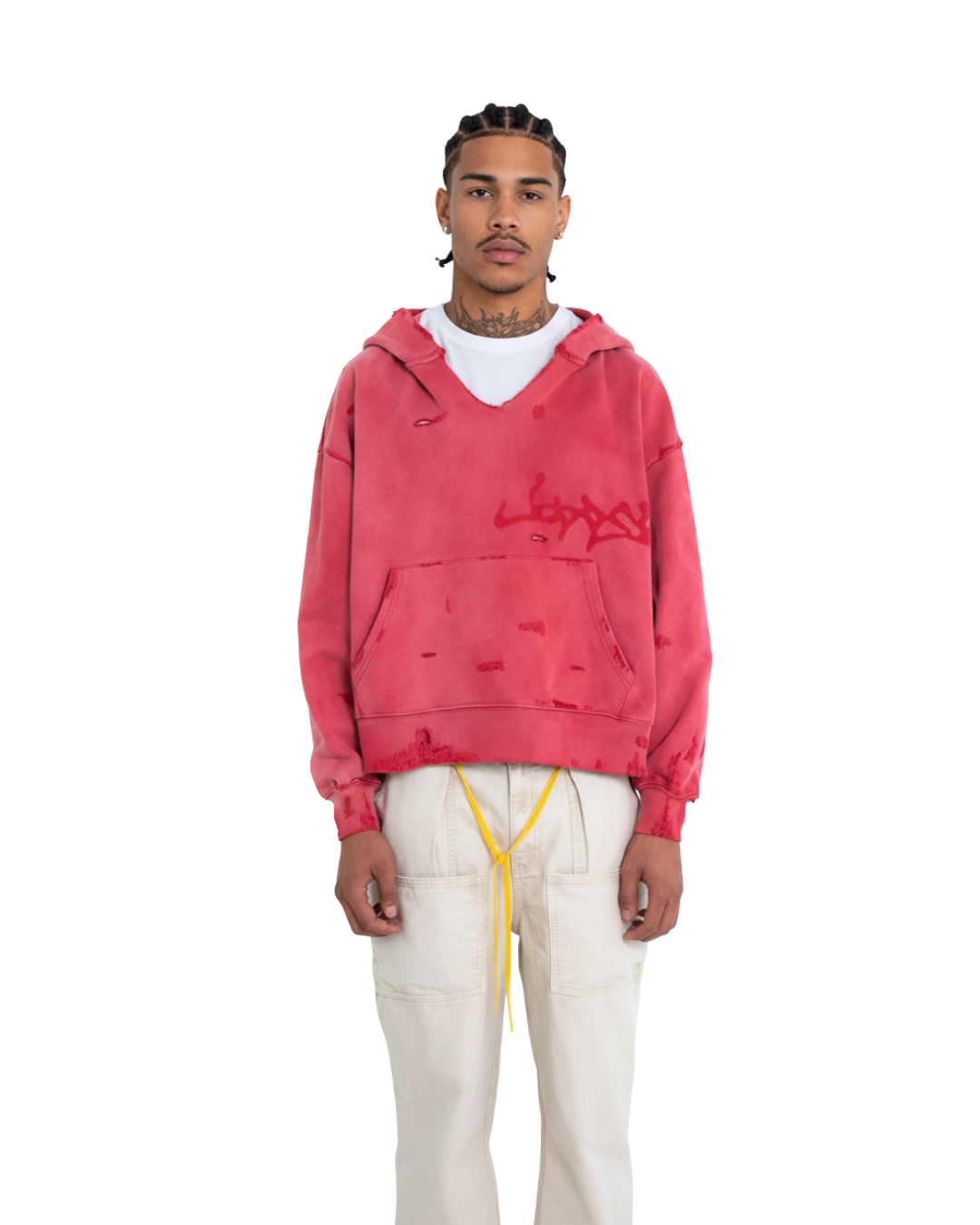 RECYCLED HOODIE BRICK WASHED RED