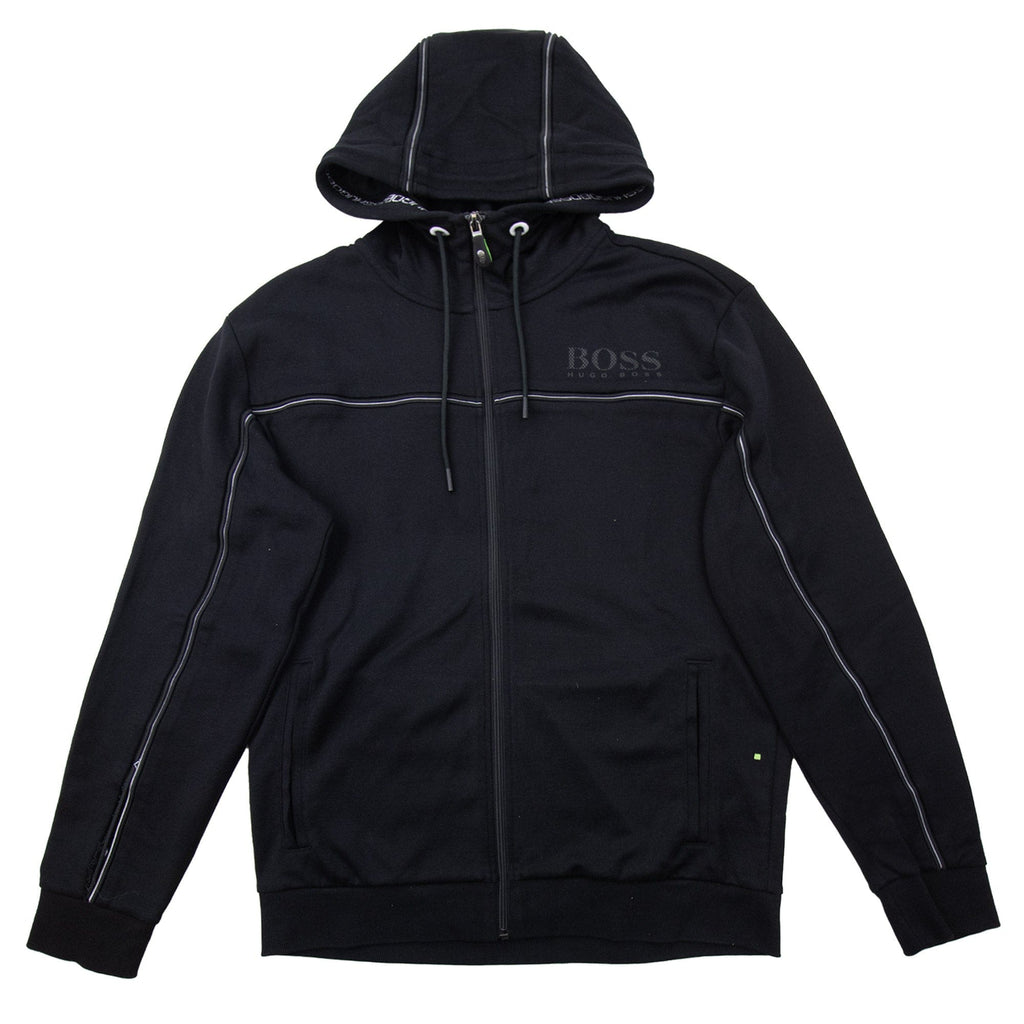 Pre-Loved Saggy Stripe Logo Zip Up Hoody Black Large