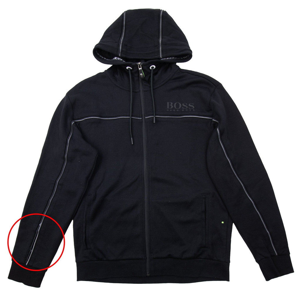 Pre-Loved Saggy Stripe Logo Zip Up Hoody Black Large