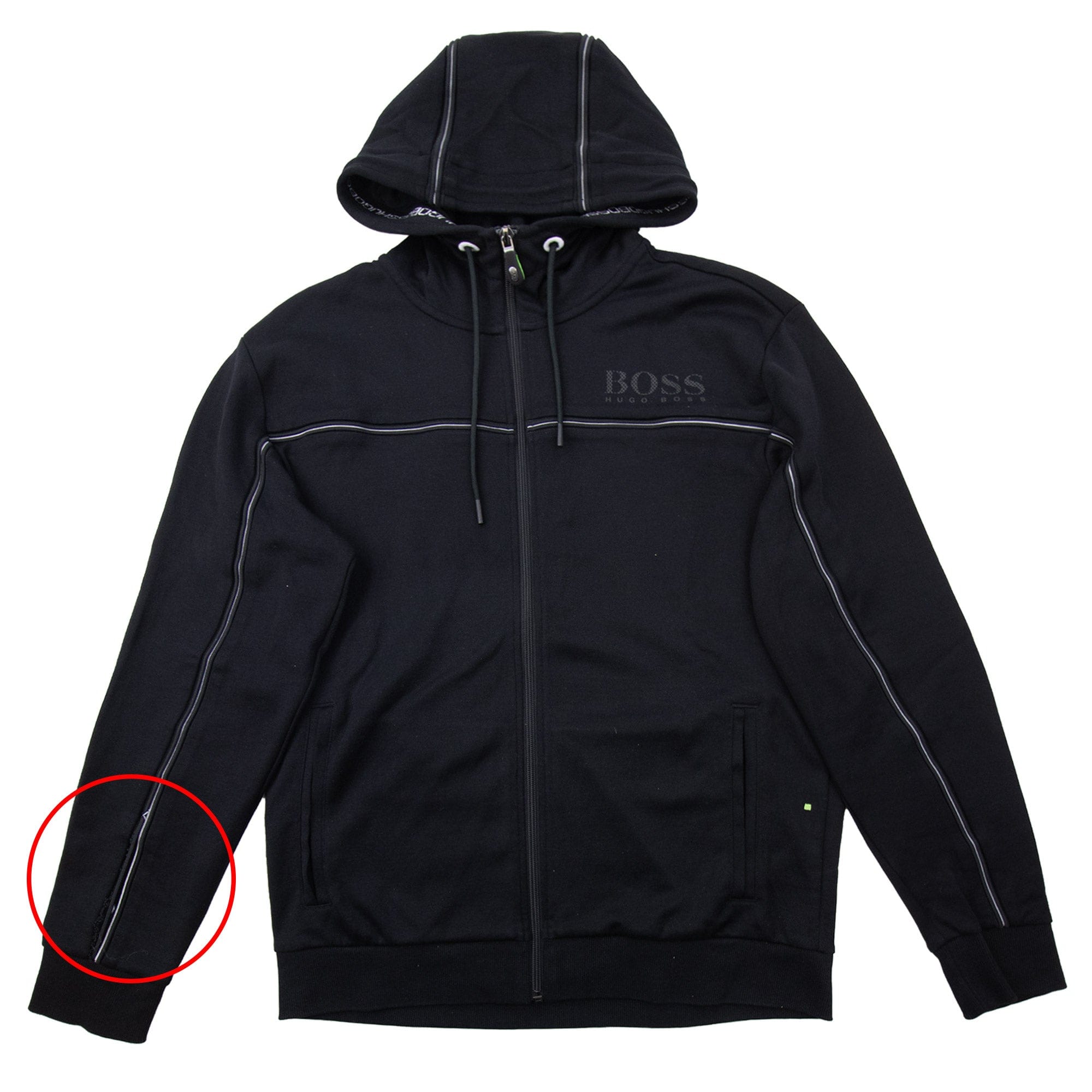 Pre-Loved Saggy Stripe Logo Zip Up Hoody Black Large