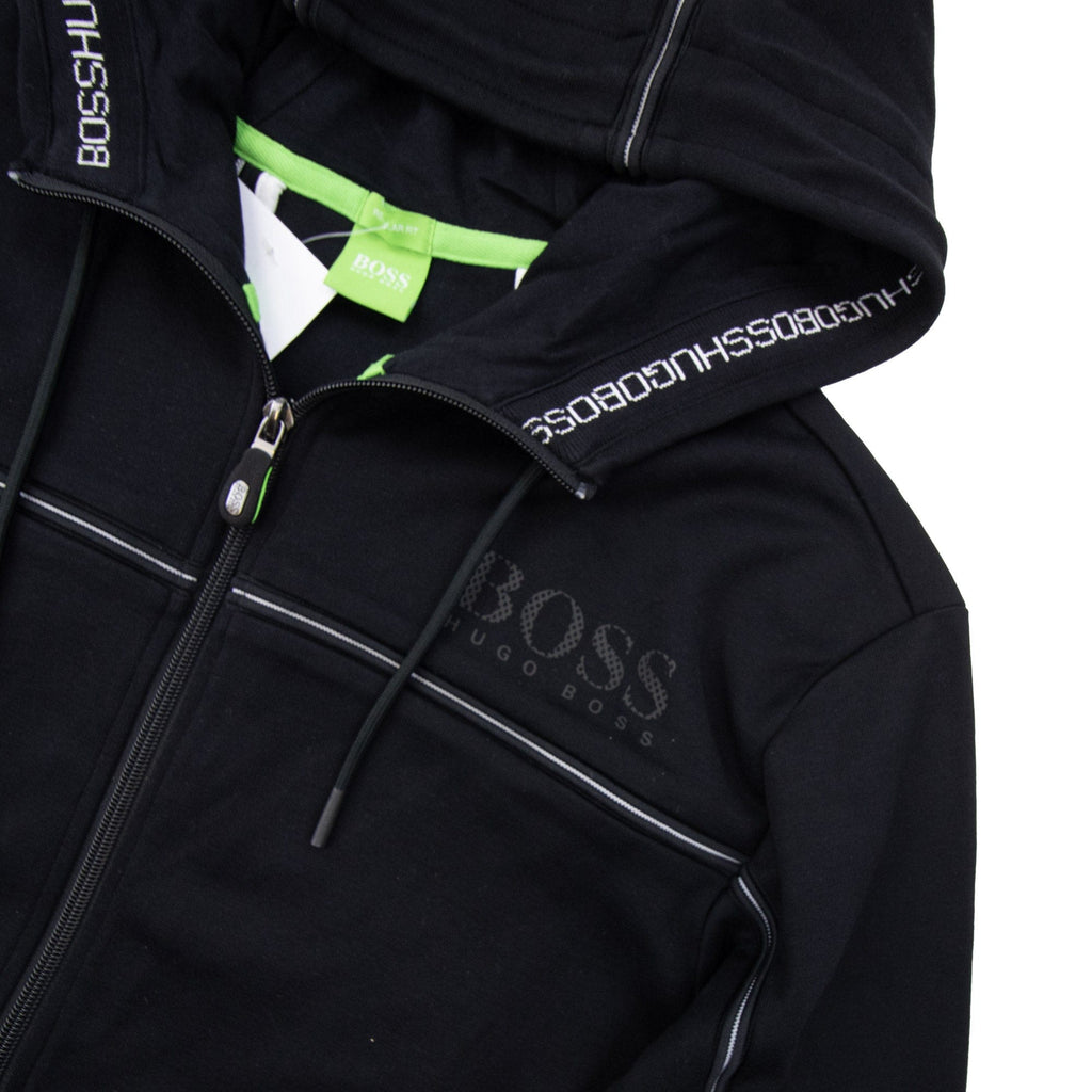 Pre-Loved Saggy Stripe Logo Zip Up Hoody Black Large