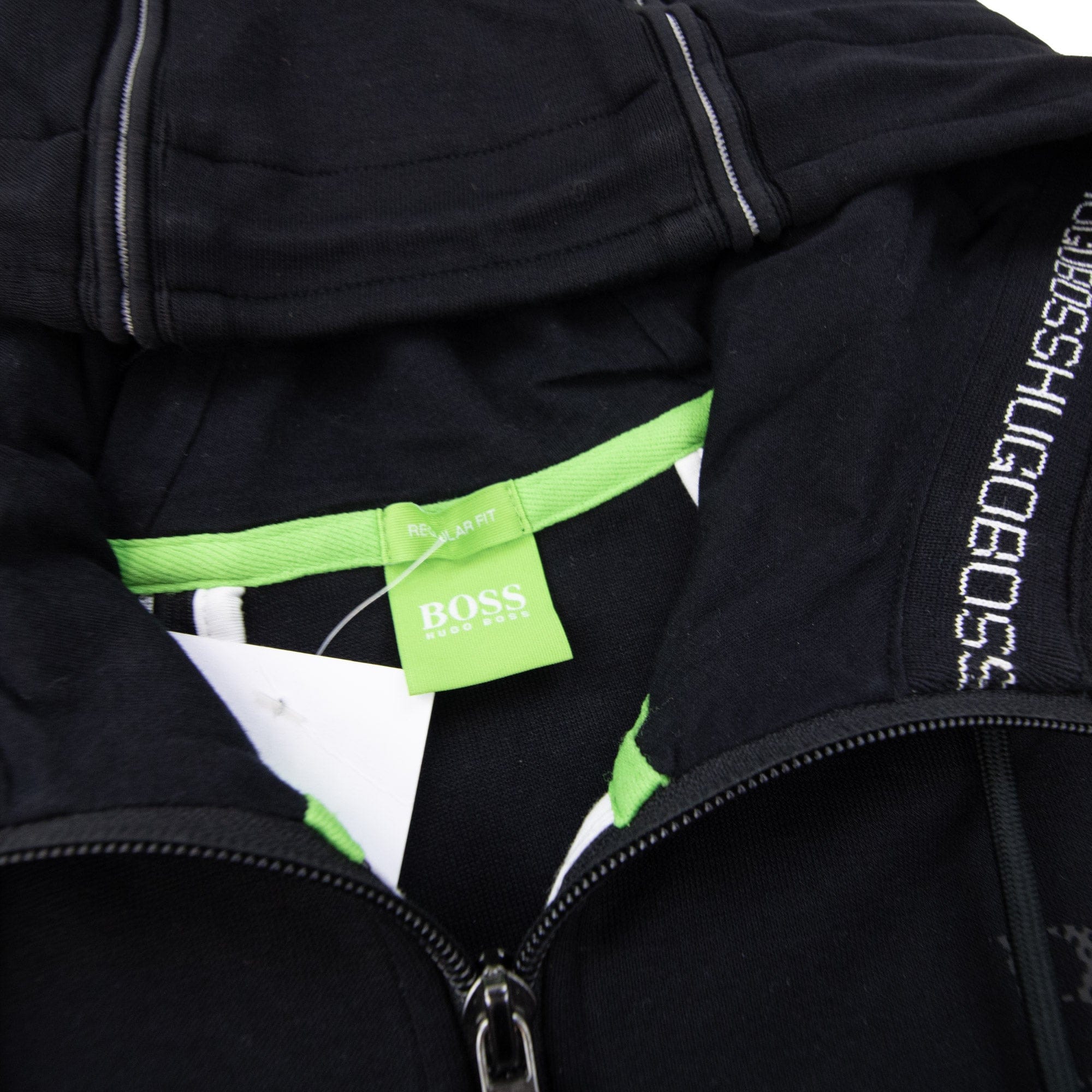 Pre-Loved Saggy Stripe Logo Zip Up Hoody Black Large